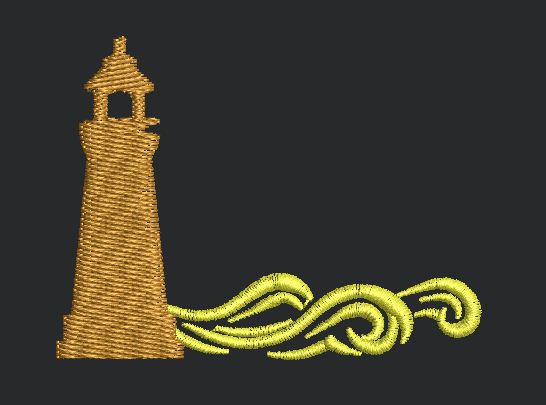 Lighthouse and Waves Embroidery Design