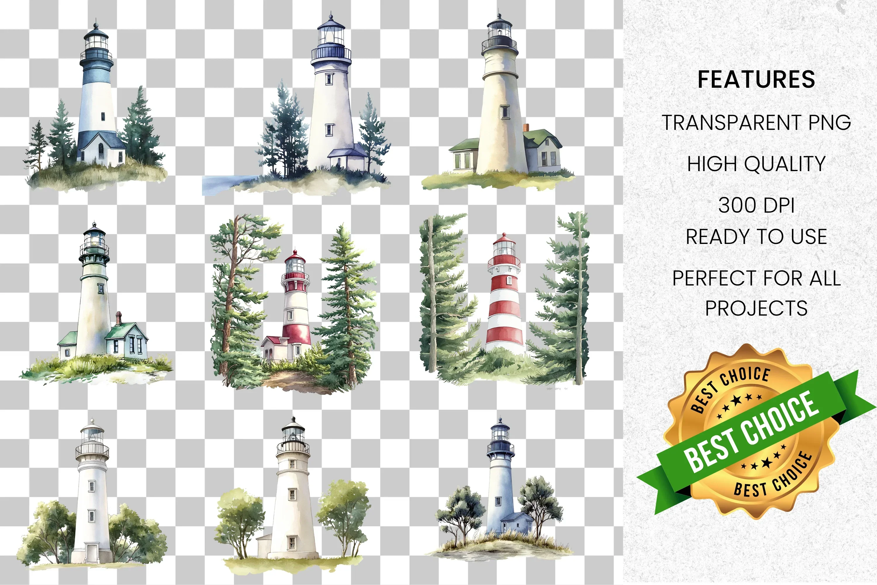 Lighthouse Clipart Bundle - Image 2