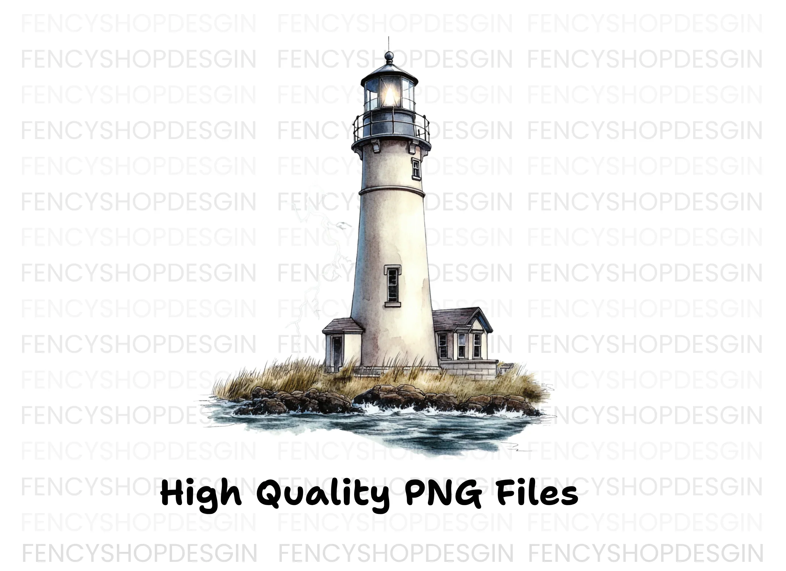 Lighthouse on Rocky Island Clipart Bundle - Image 2