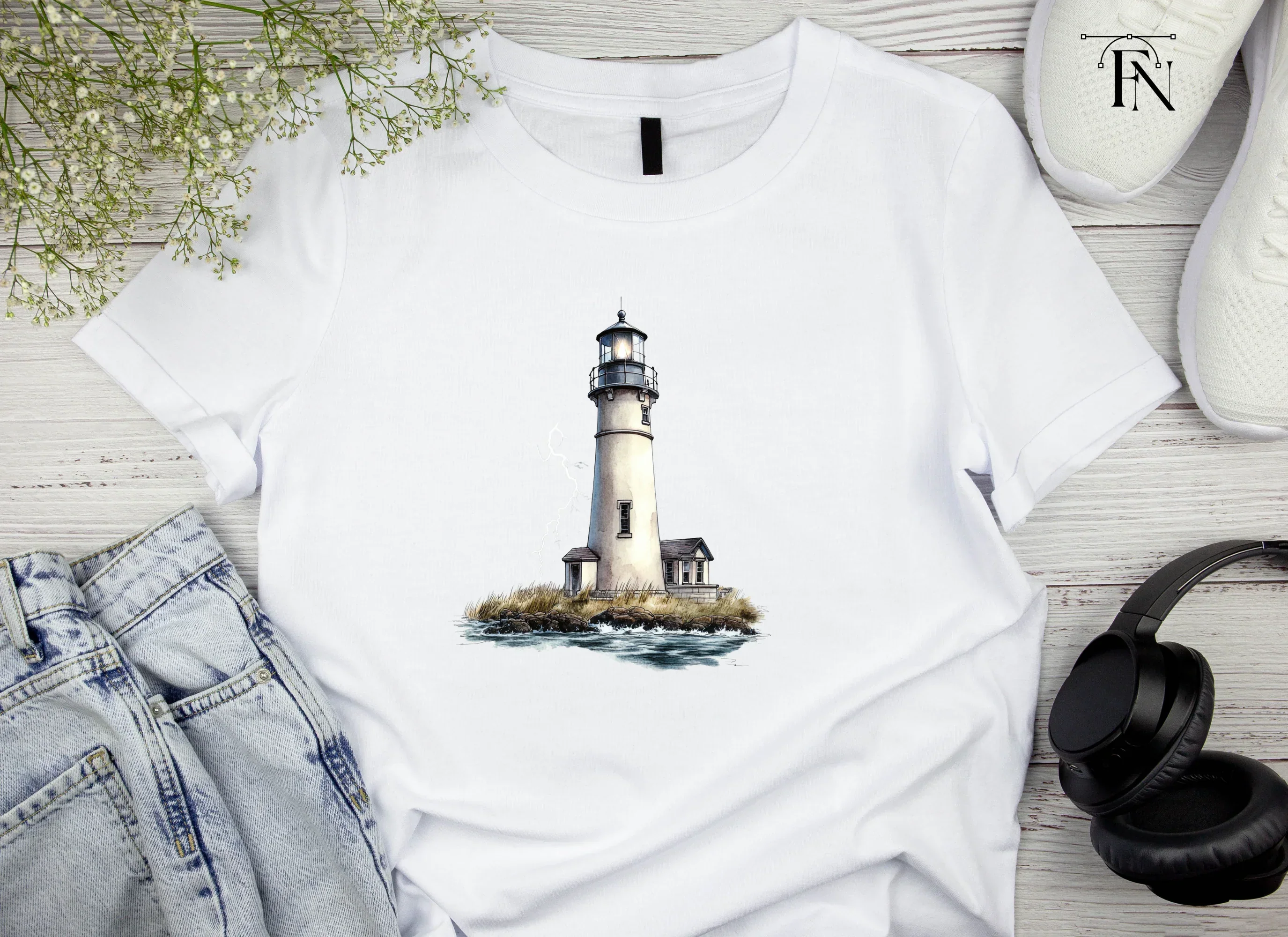 Lighthouse on Rocky Island Clipart Bundle - Image 3
