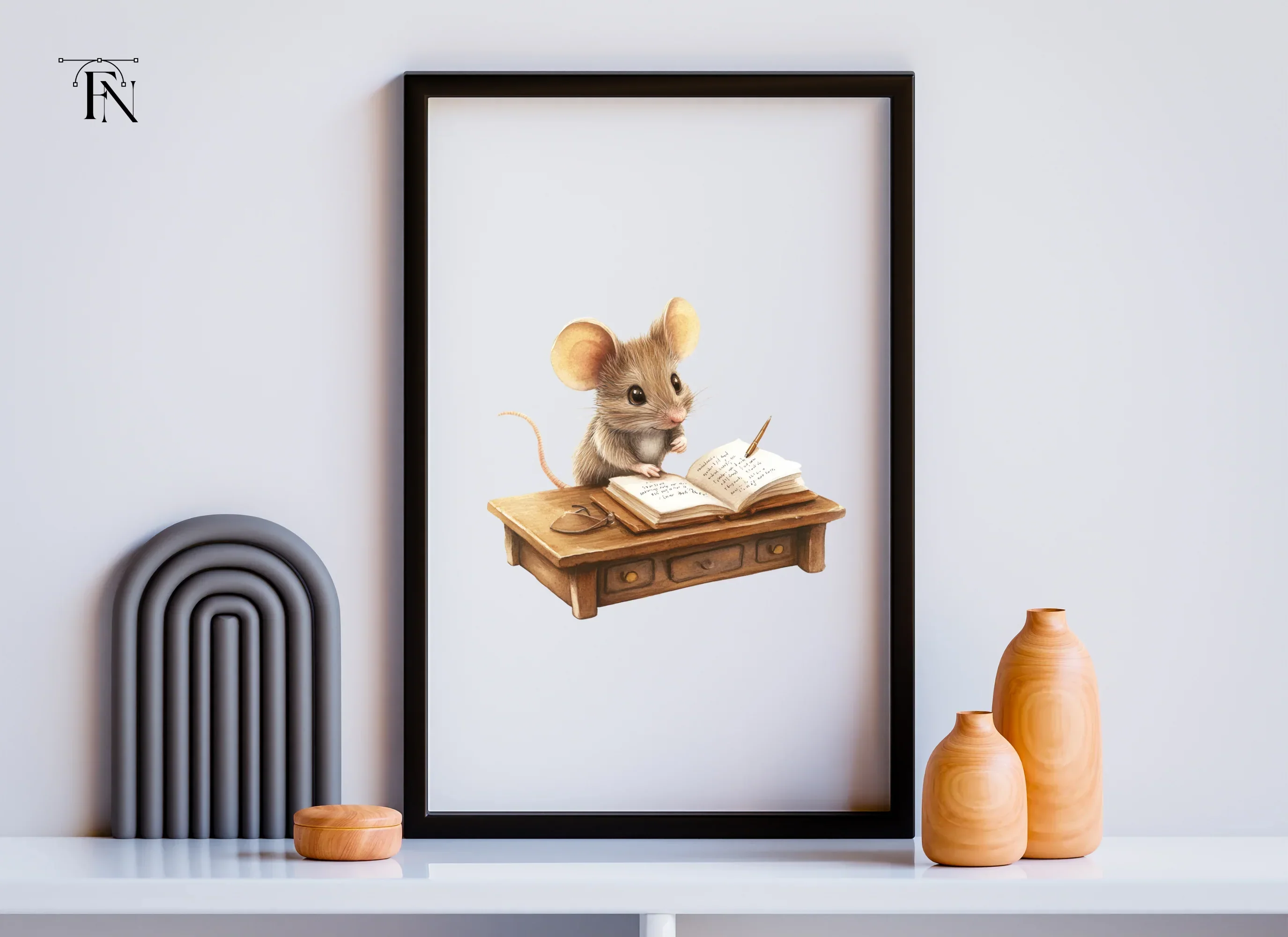 Little Mouse at Desk Clipart Bundle - Image 3