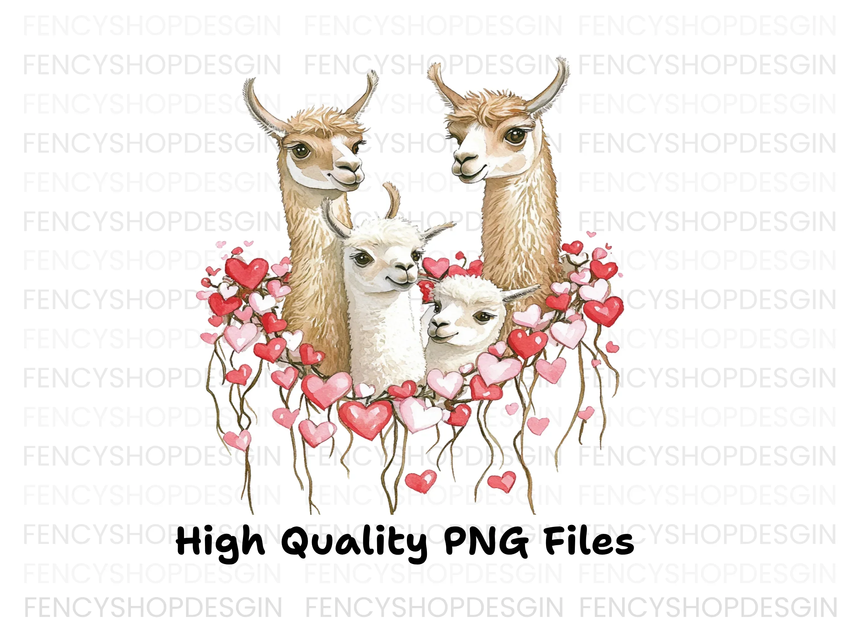 Llama Family with Hearts Clipart Bundle - Image 3