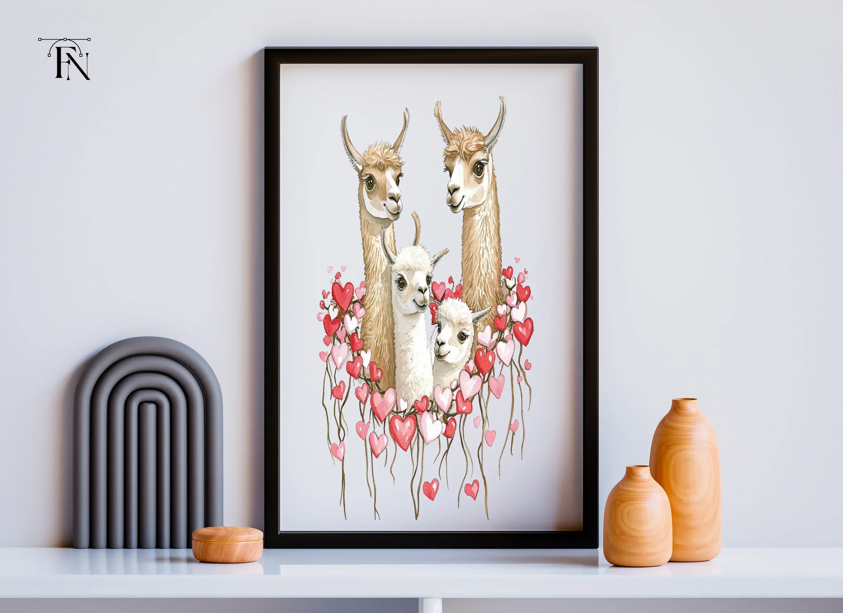 Llama Family with Hearts Clipart Bundle - Image 6