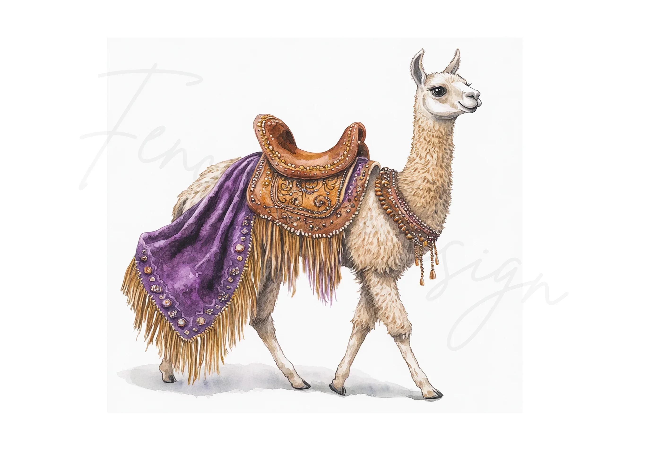 Llama with Ornate Saddles Clipart Bundle - Image 2