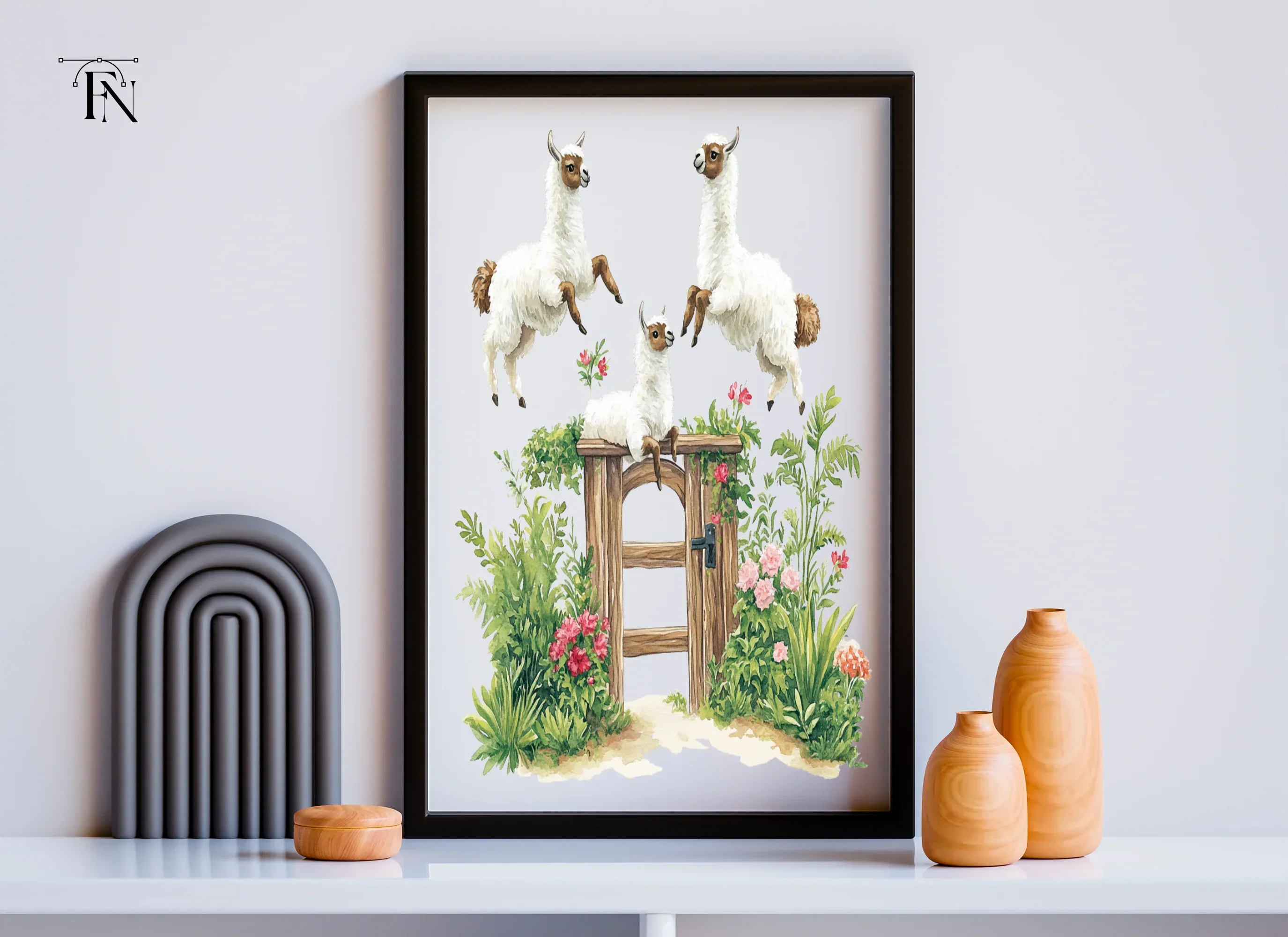 Llamas and Rustic Garden Gates Clipart Bundle - Image 3