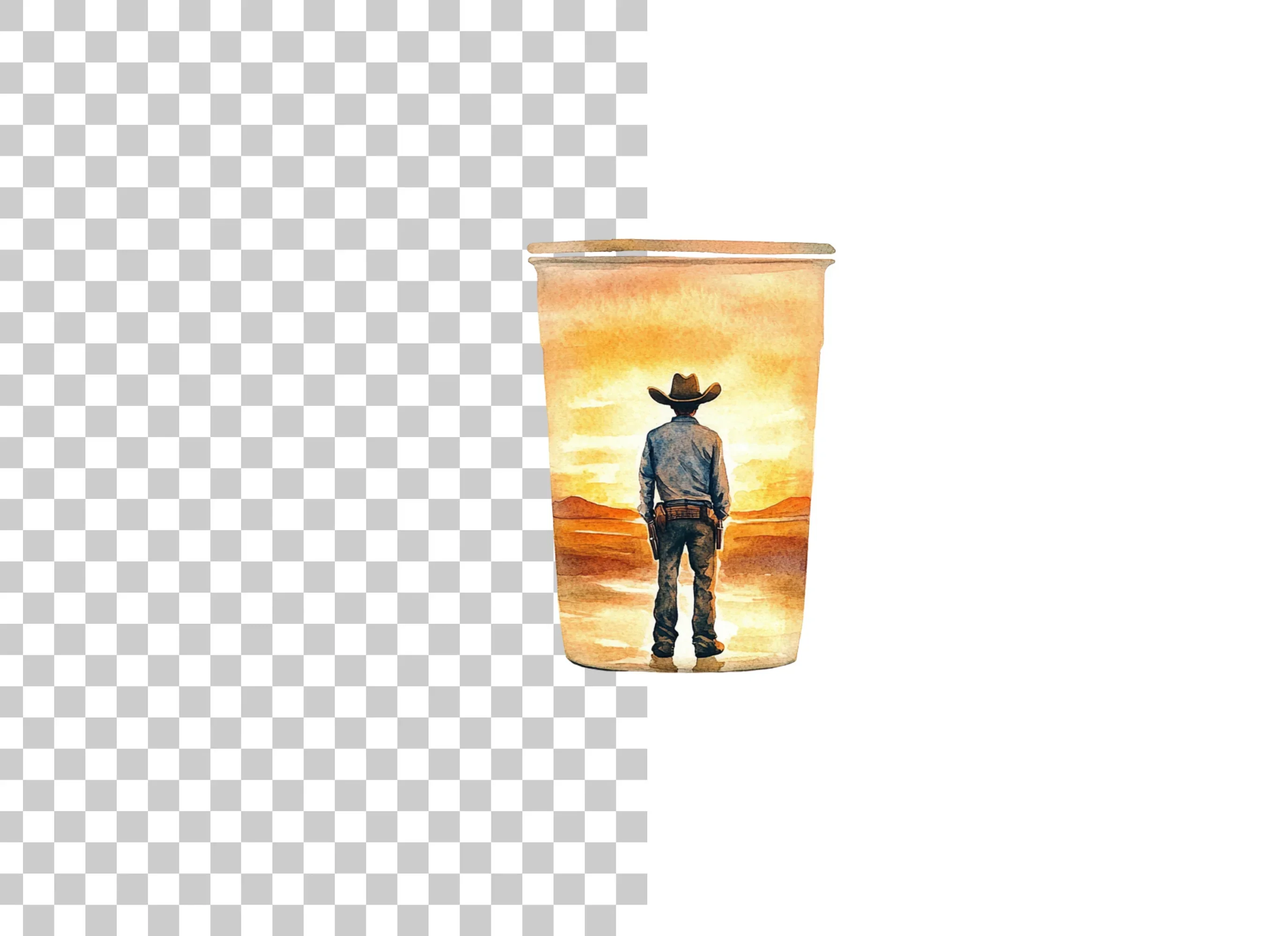 Lone Cowboy Sunset Tumbler Clipart Bundle - Image 2