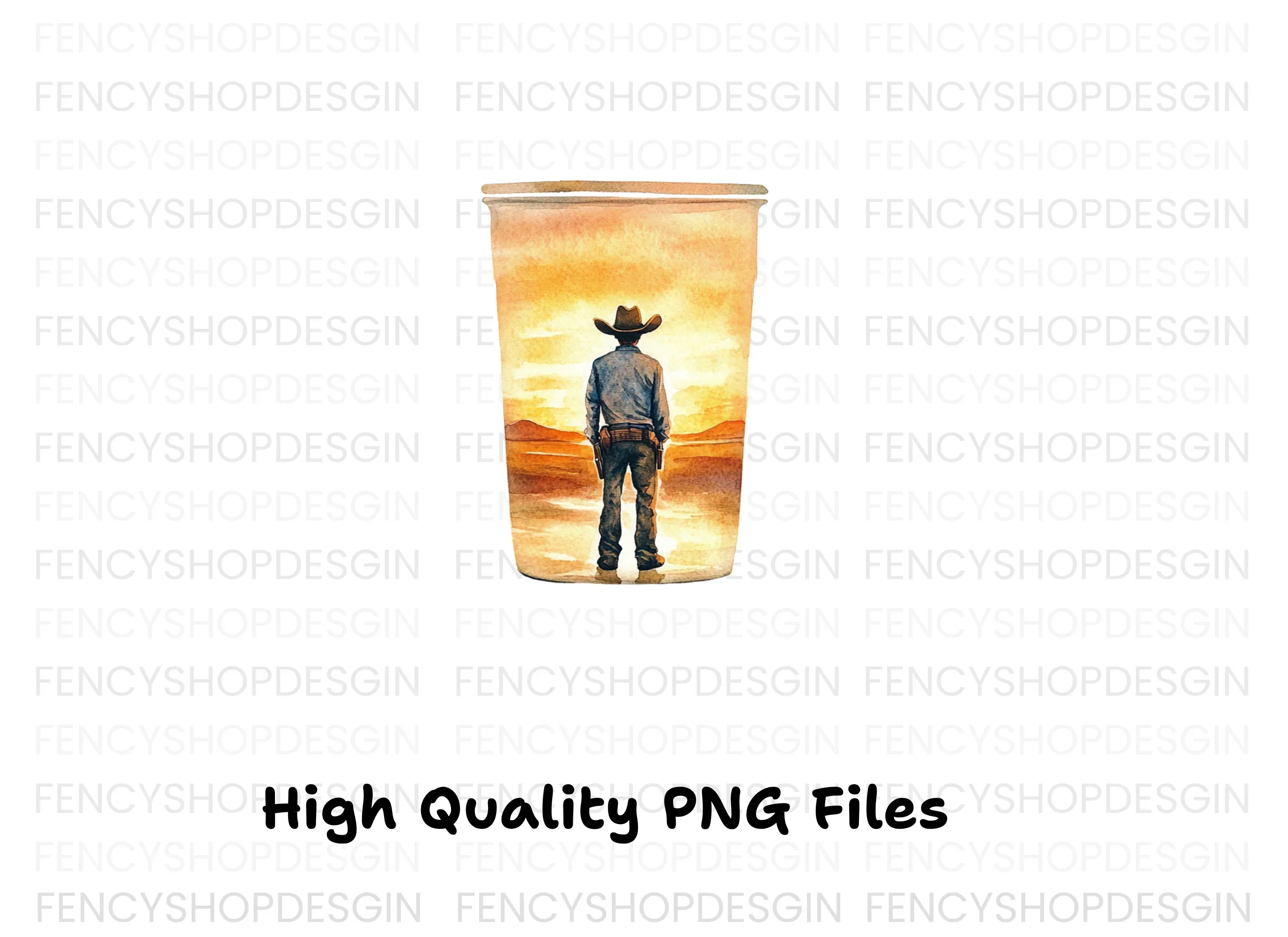 Lone Cowboy Sunset Tumbler Clipart Bundle - Image 3