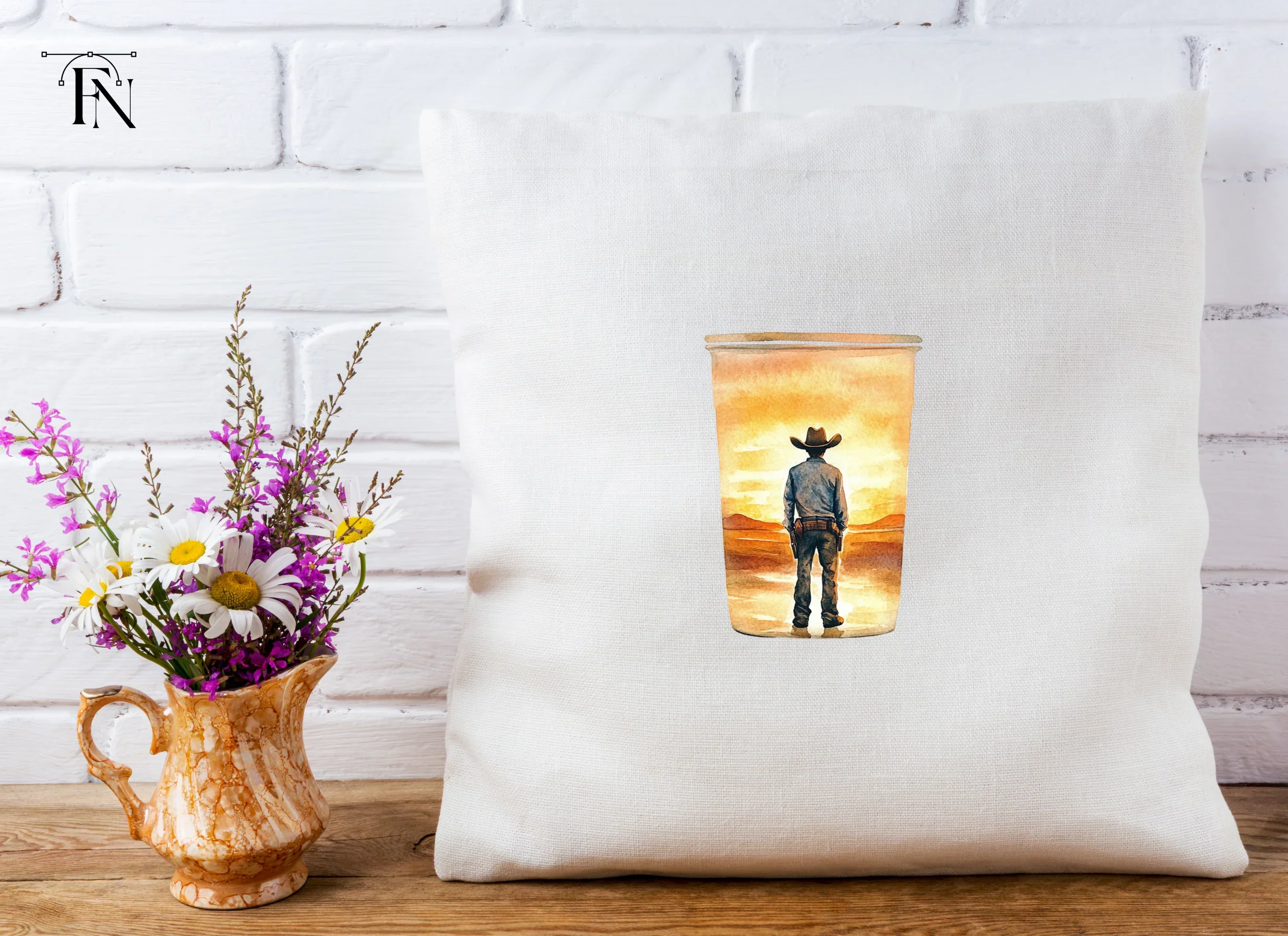 Lone Cowboy Sunset Tumbler Clipart Bundle - Image 5