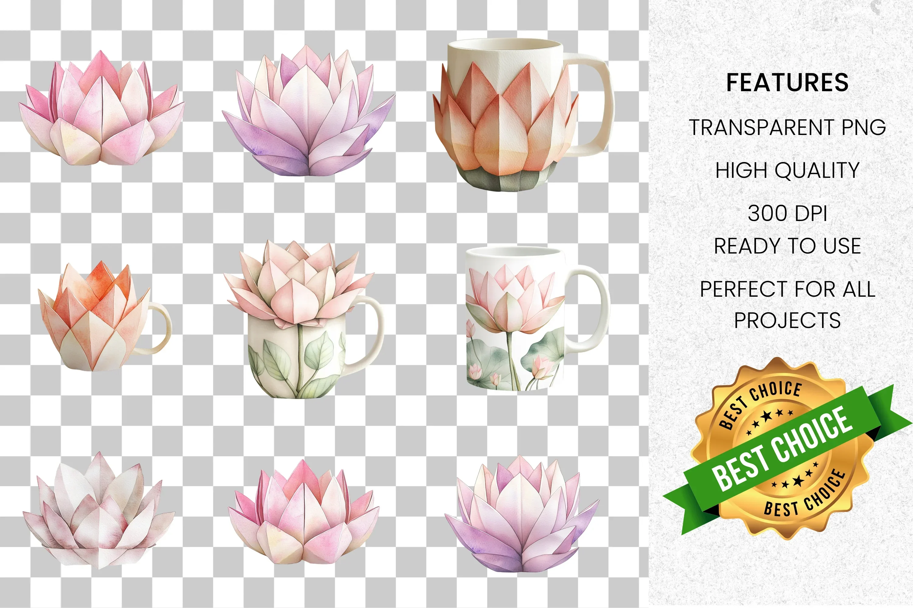 Lotus Flower Clipart Bundle - Image 2