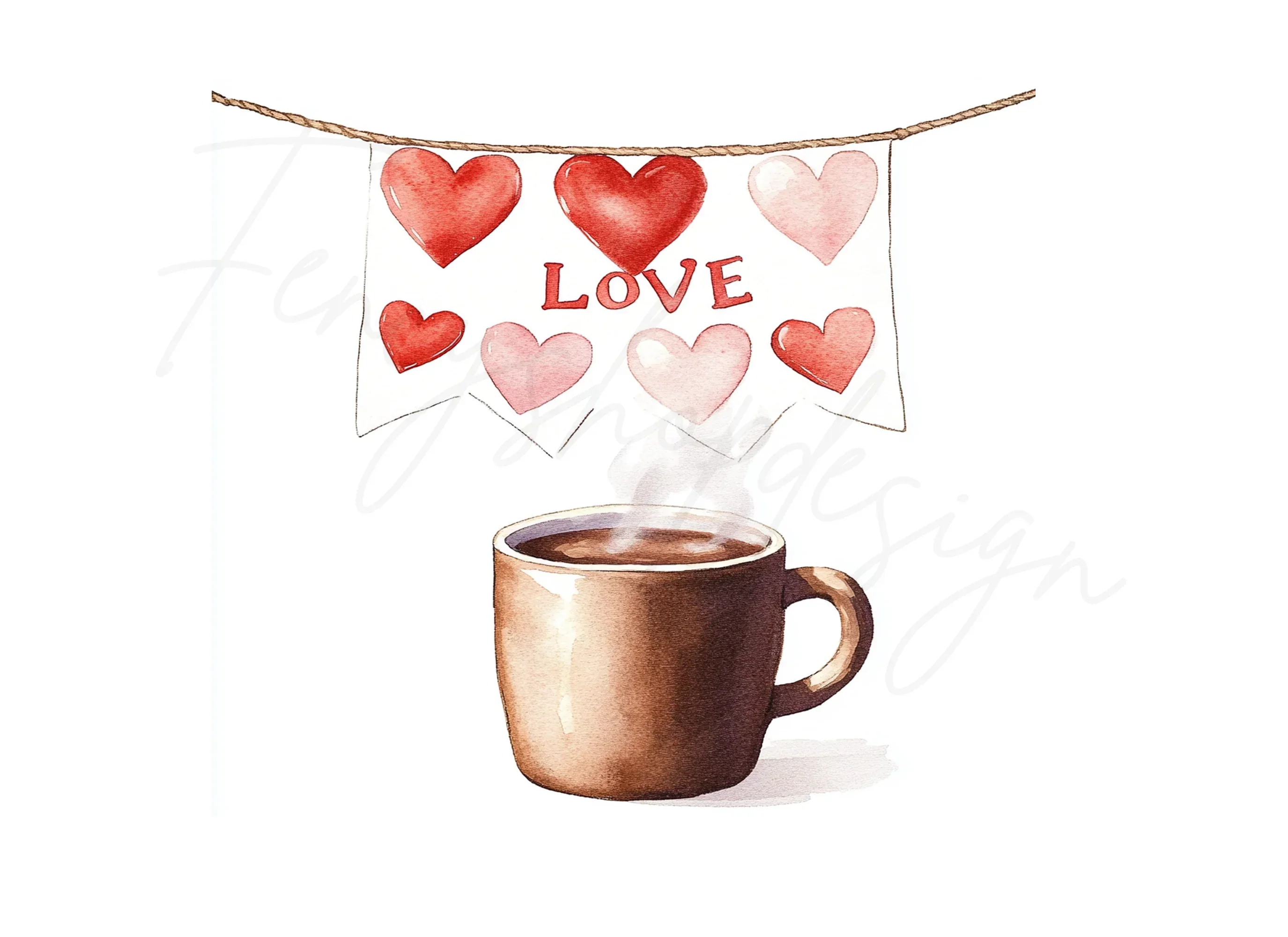 Love Heart Banners and Hot Cocoa Clipart Bundle - Image 3