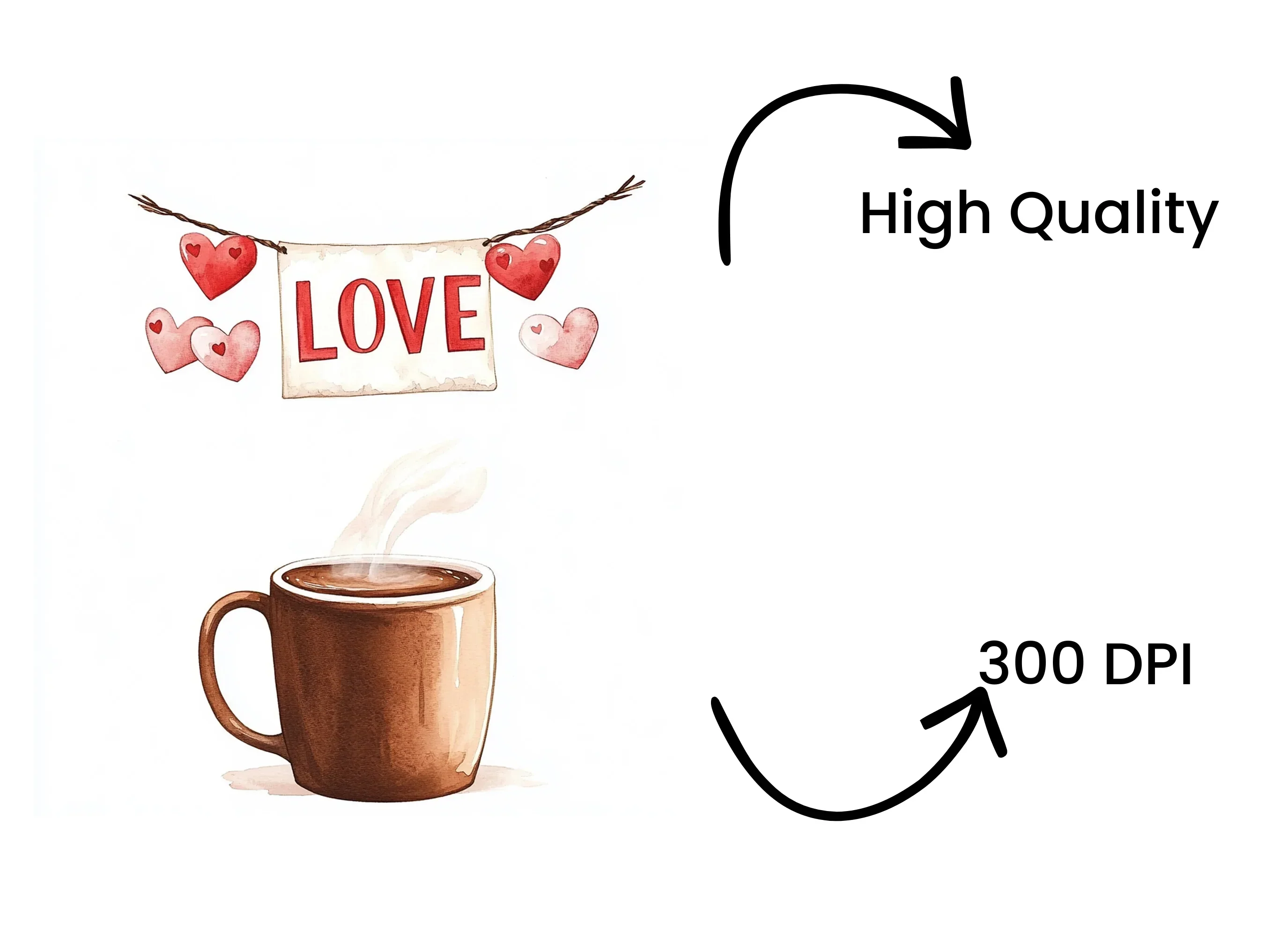 Love Heart Banners and Hot Cocoa Clipart Bundle - Image 4