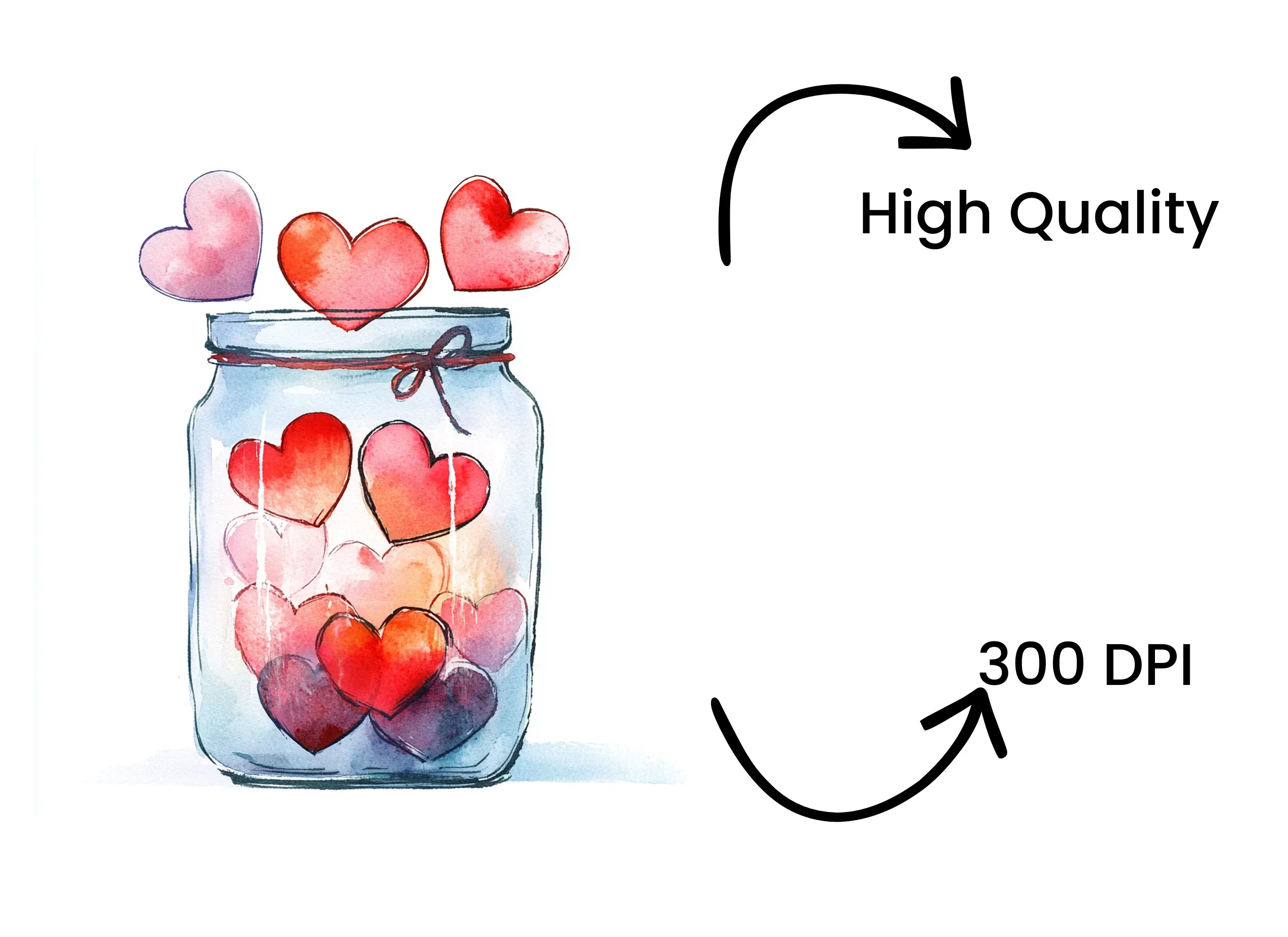 Love Hearts Jar Clipart Bundle - Image 4