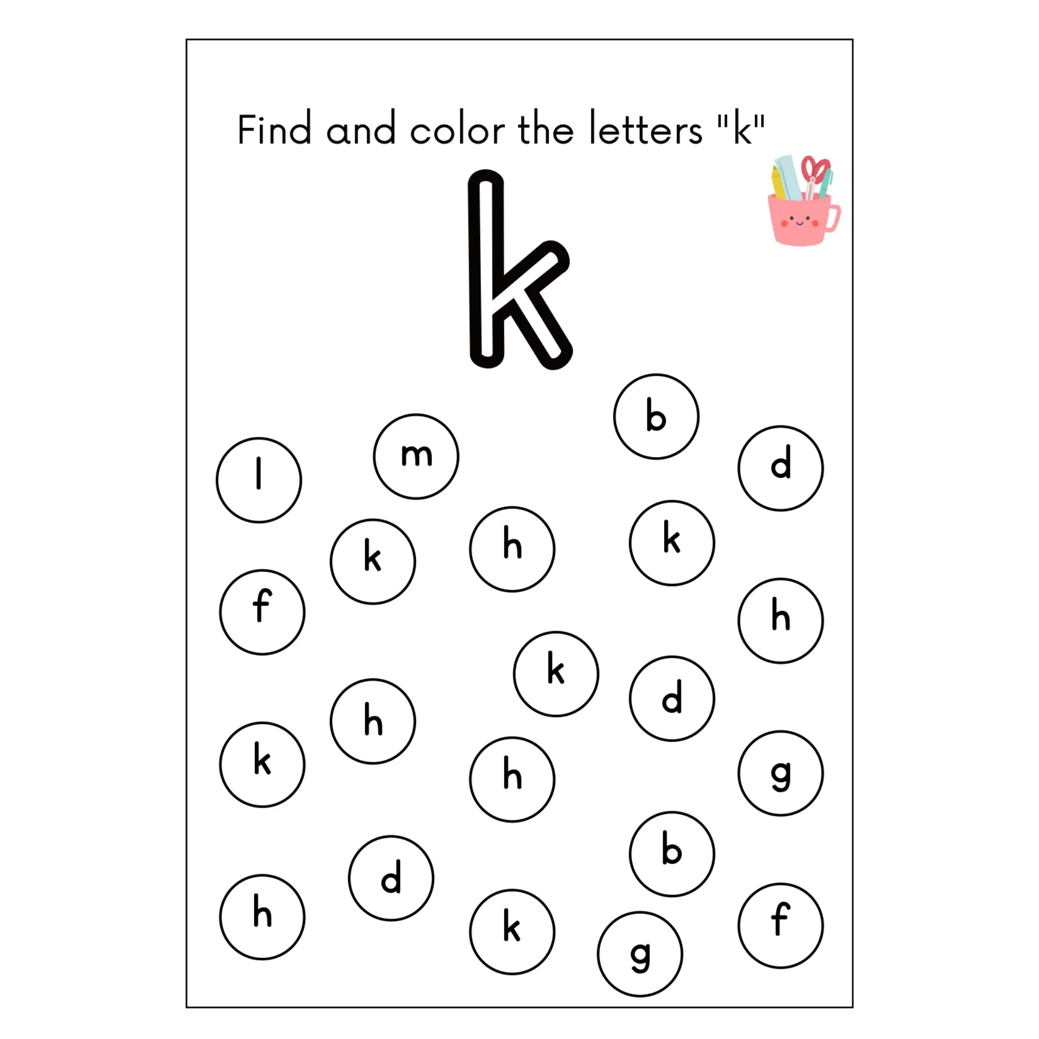 Lowercase Letter Recognition Coloring Practice