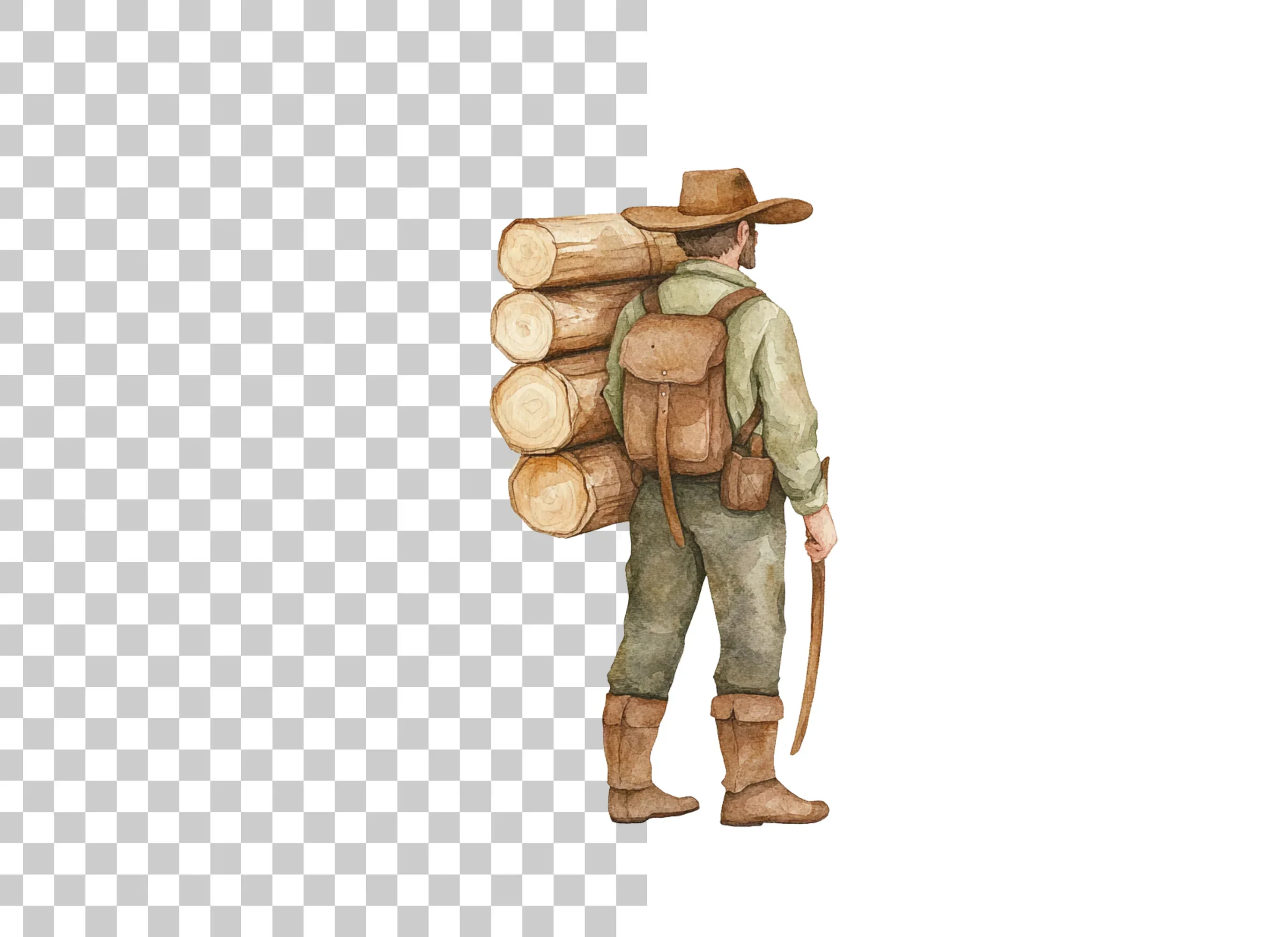 Lumberjack Carrying Logs Clipart Bundle - Image 2