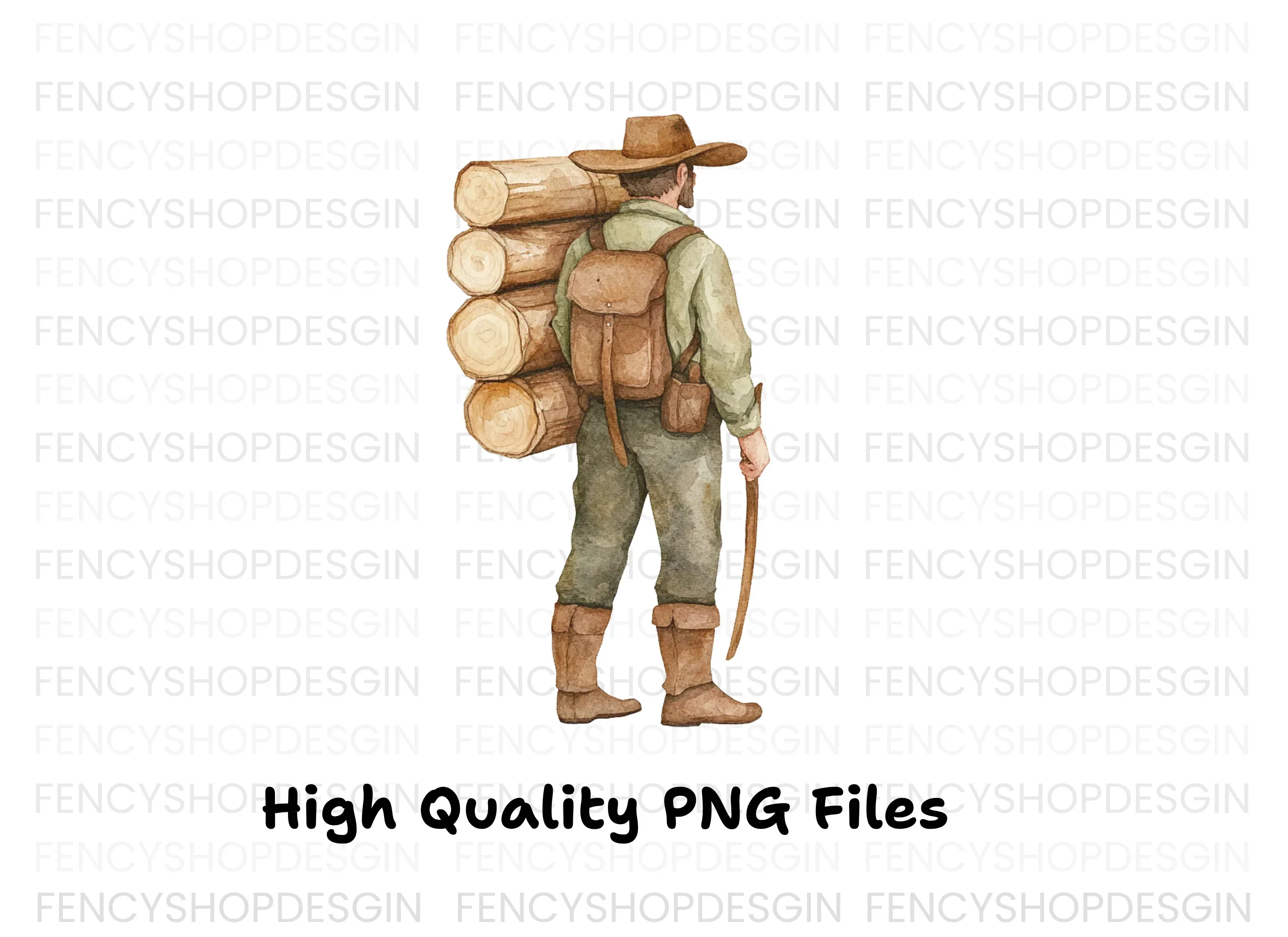 Lumberjack Carrying Logs Clipart Bundle - Image 3