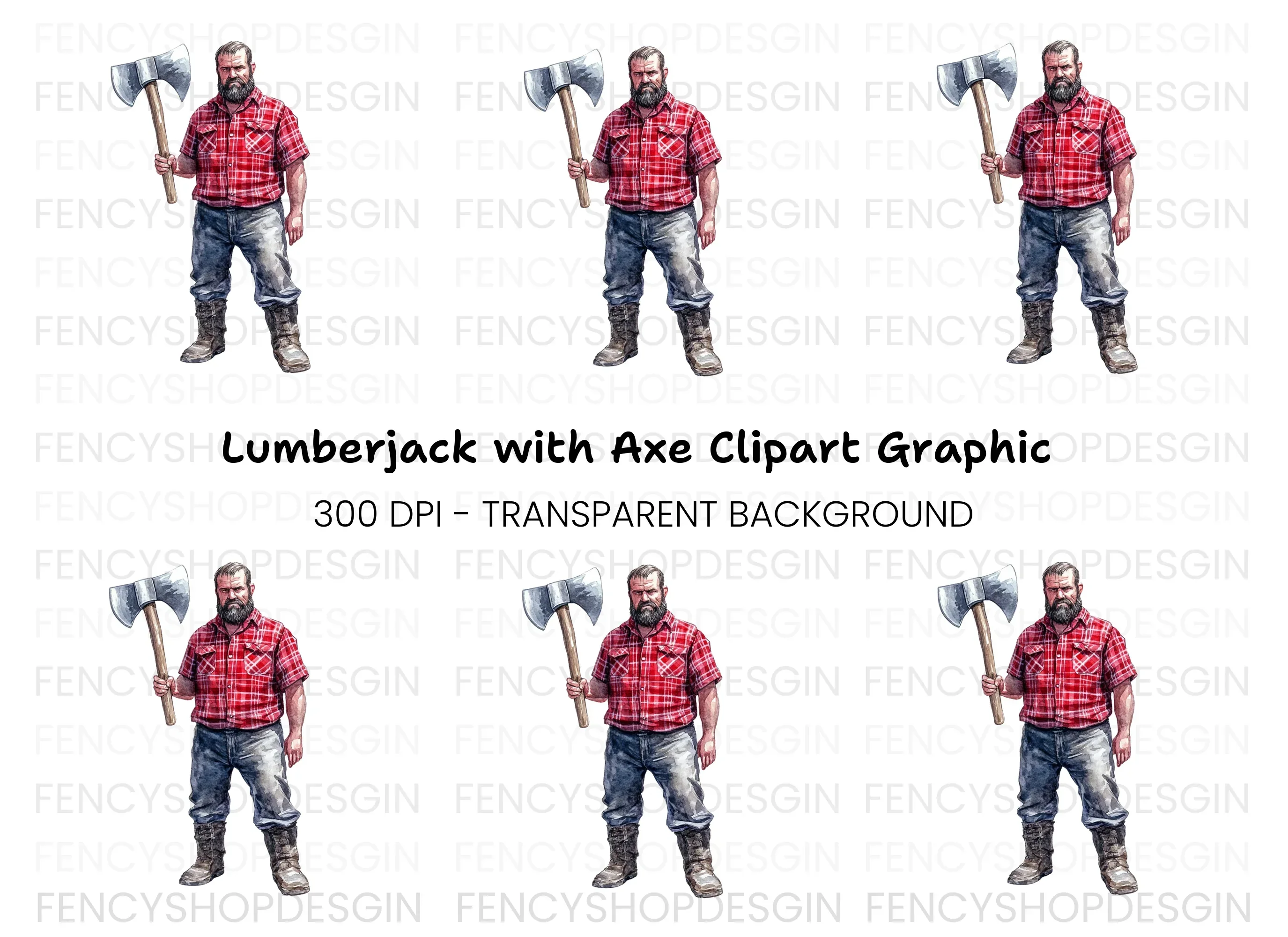 Lumberjack With Axe Clipart Bundle
