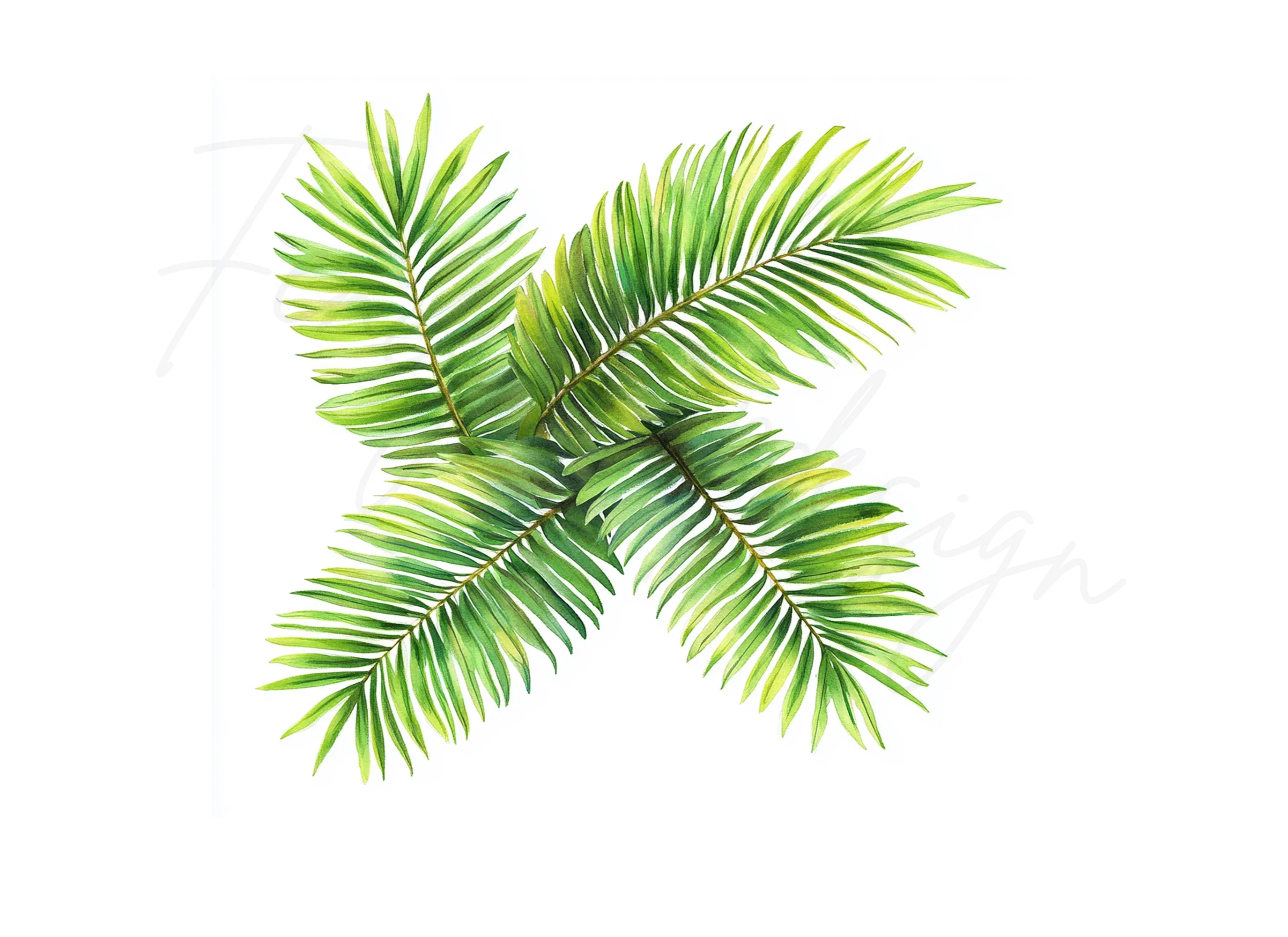 Lush Green Palm Leaves Clipart Bundle - Image 3