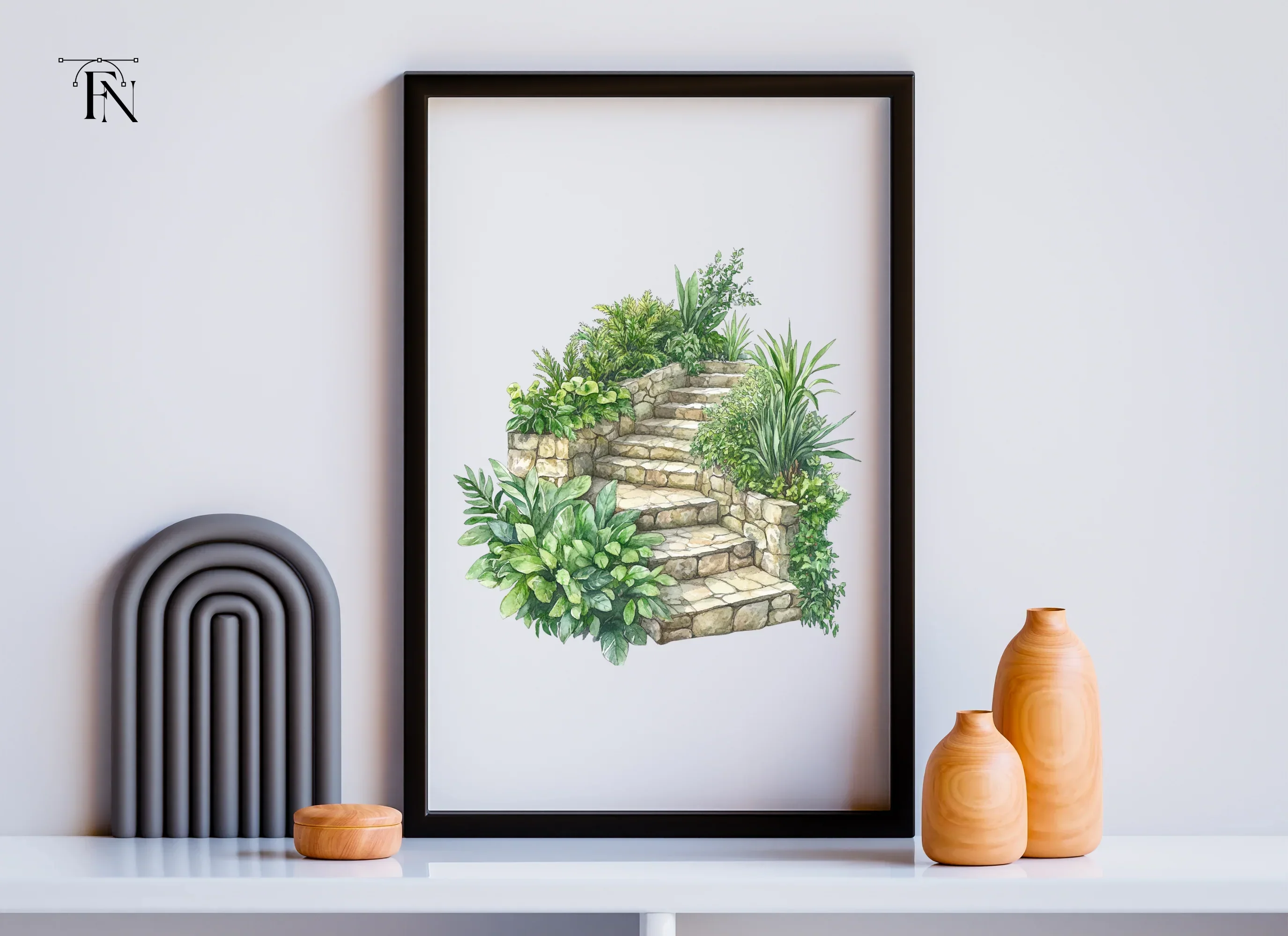 Lush Green Stone Staircase Clipart Bundle - Image 5