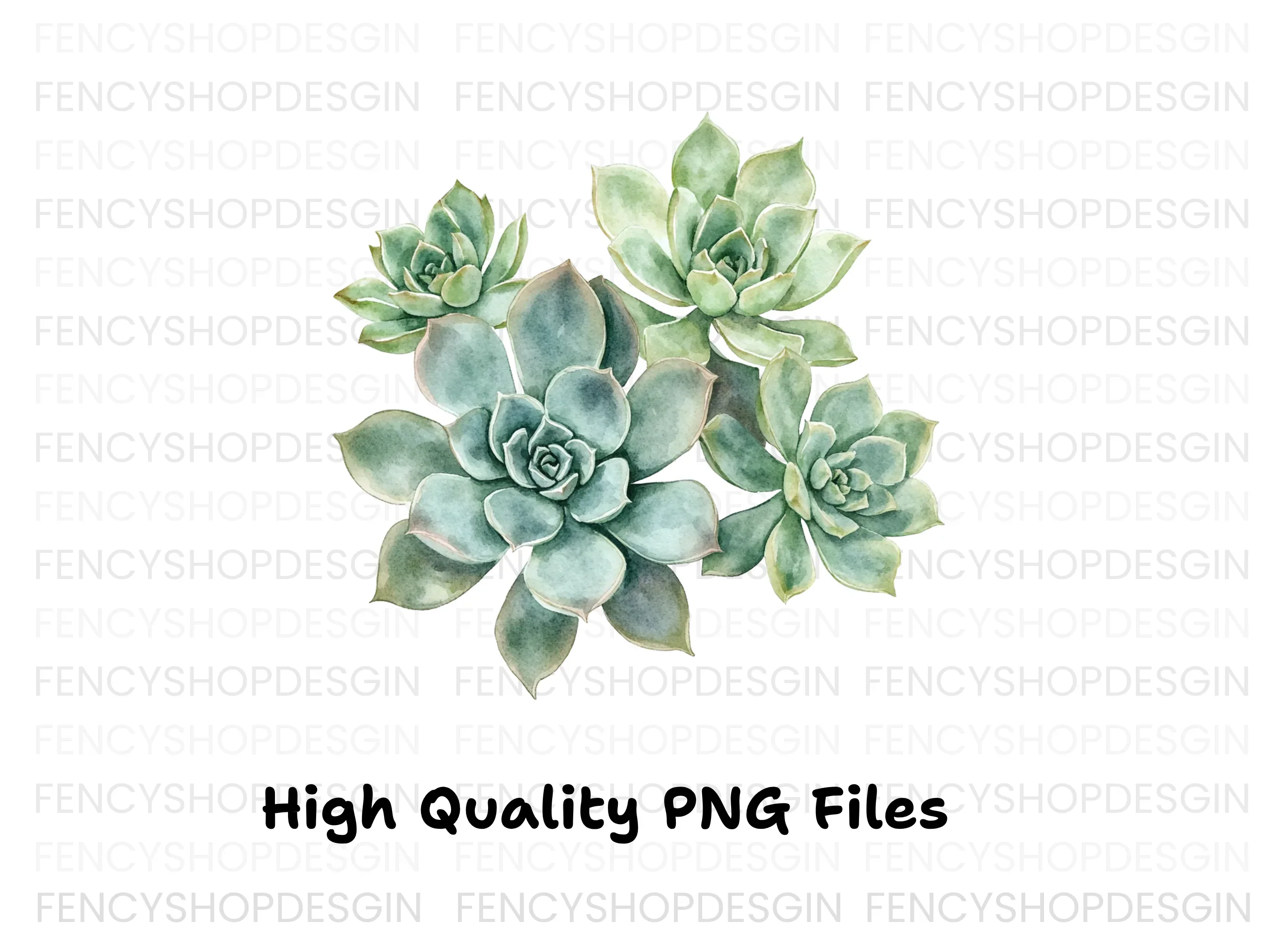 Lush Green Succulent Arrangement Clipart Bundle - Image 3