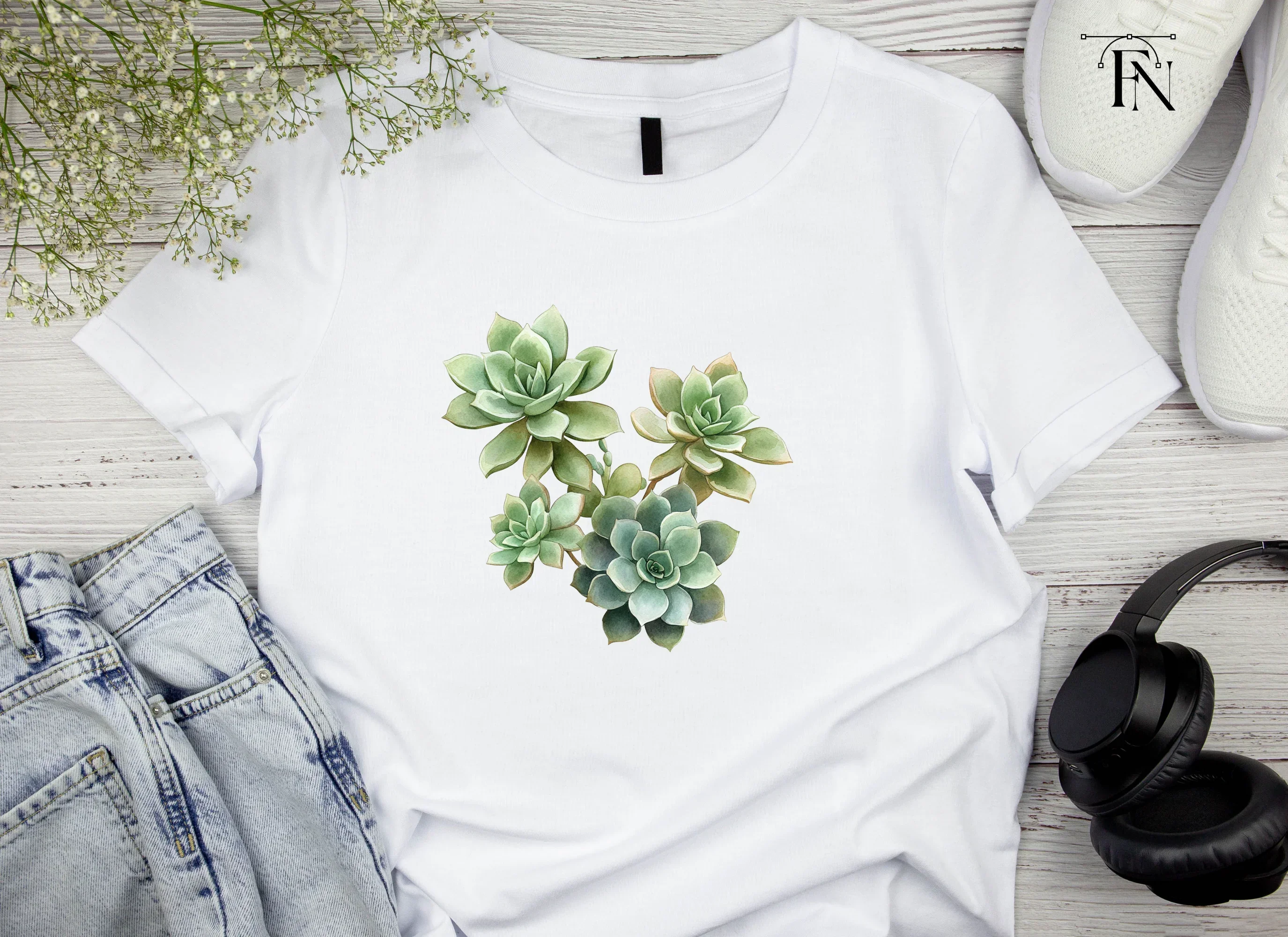 Lush Green Succulent Arrangement Clipart Bundle - Image 4
