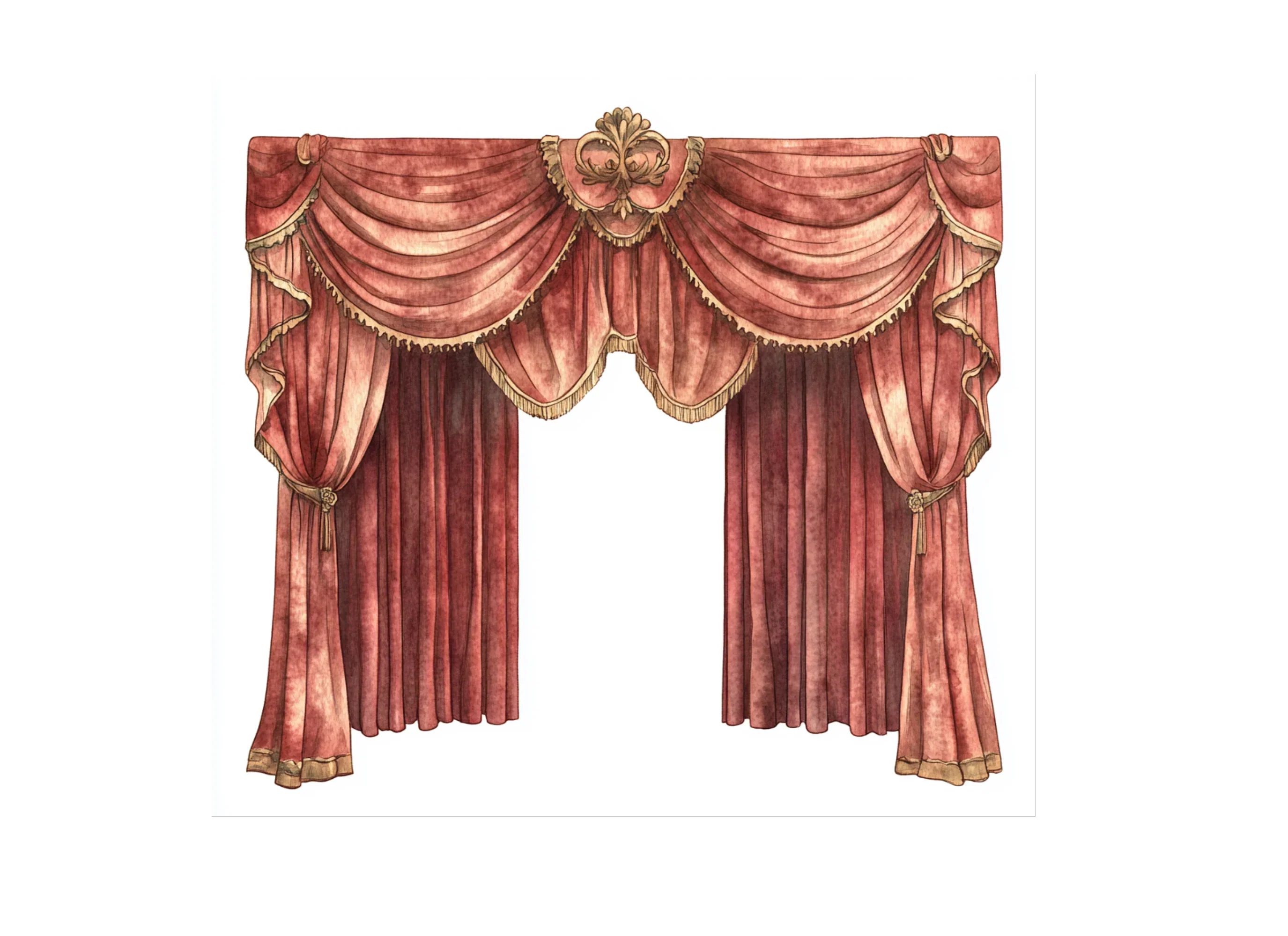 Luxurious Red Curtain Clipart Bundle - Image 3