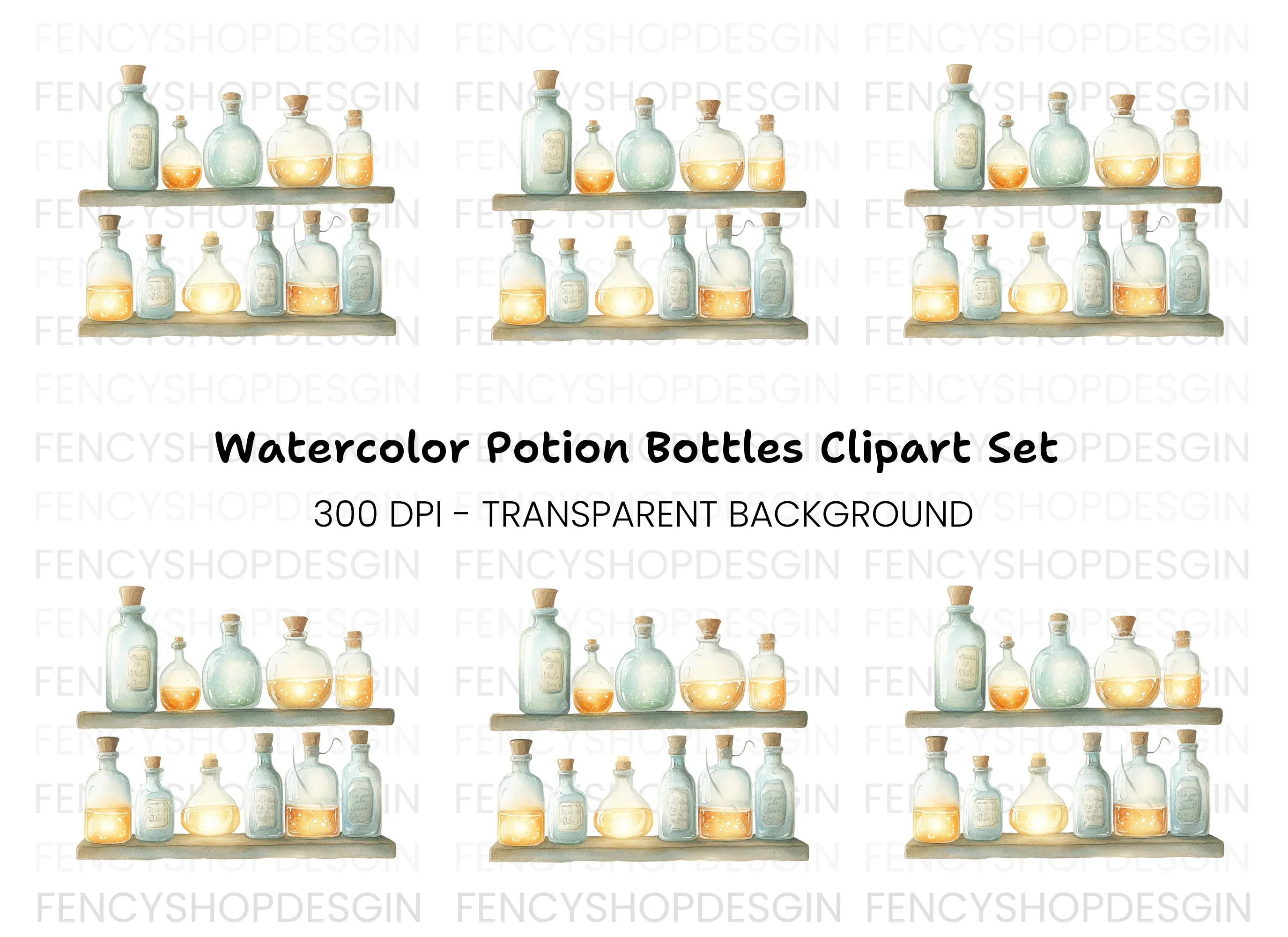 Magic Potion Bottles Clipart Bundle