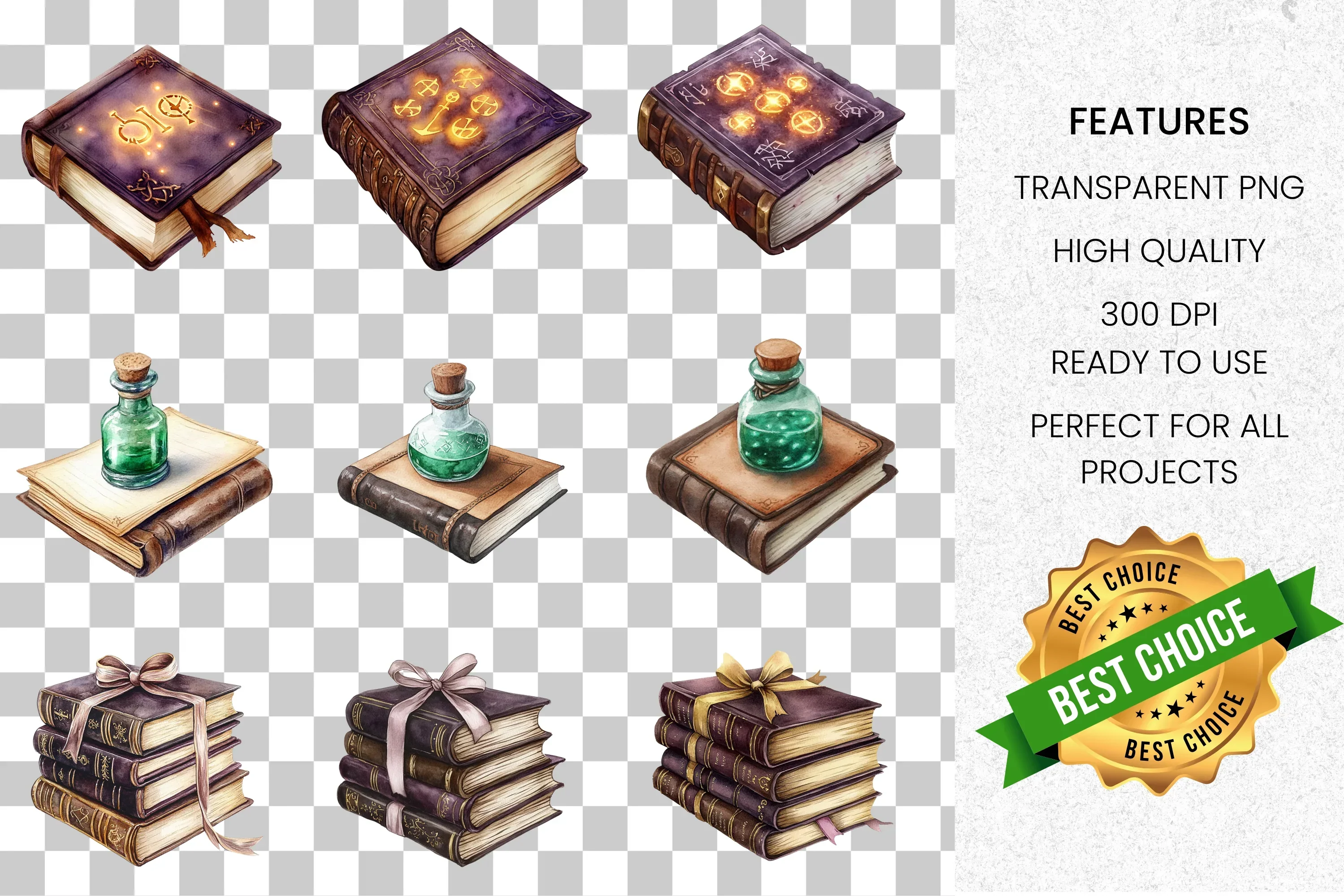 Magical Books and Potions Clipart Bundle - Image 2