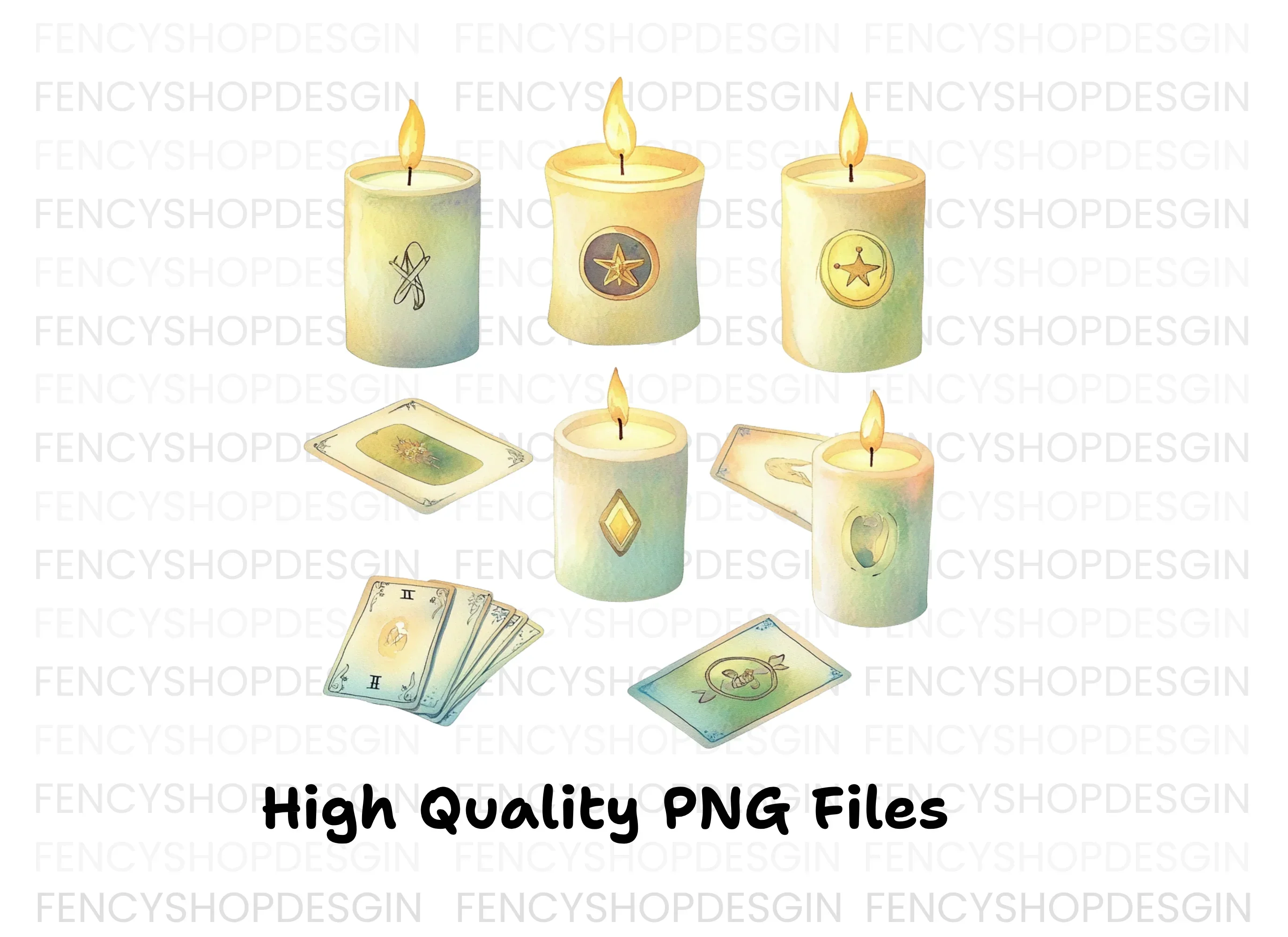 Magical Candles and Tarot Cards Clipart Bundle - Image 2