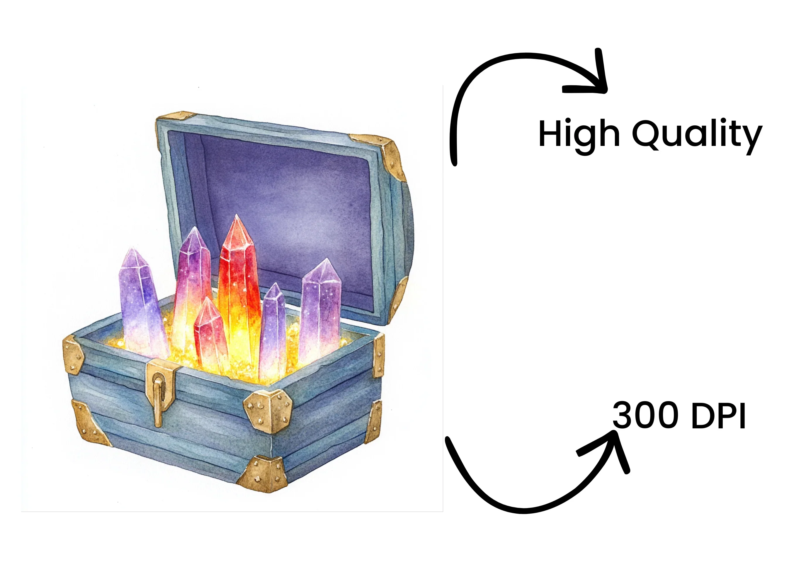 Magical Crystal Treasure Chest Clipart Bundle - Image 4
