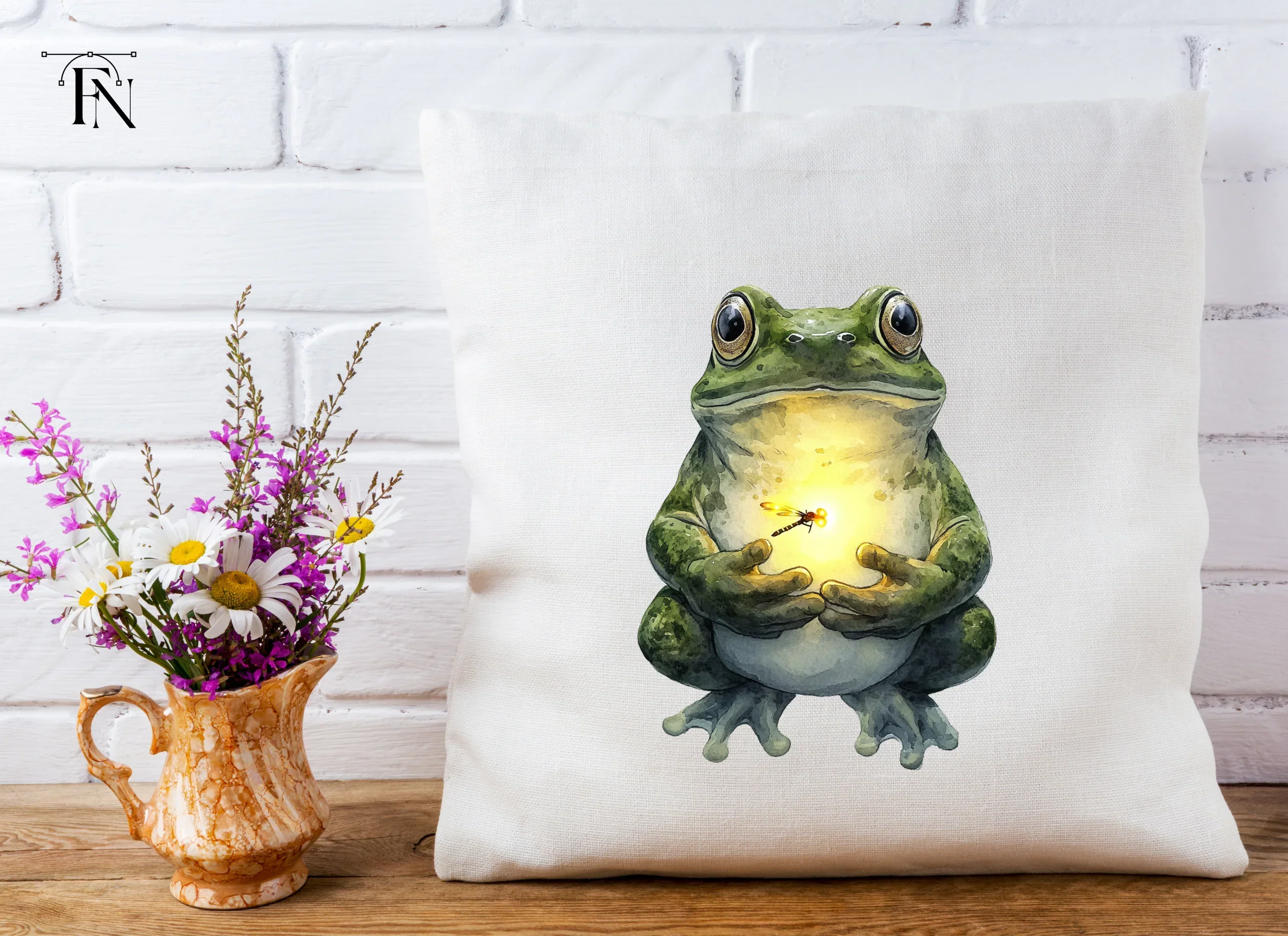 Magical Frogs Holding Fireflies Clipart Bundle - Image 5