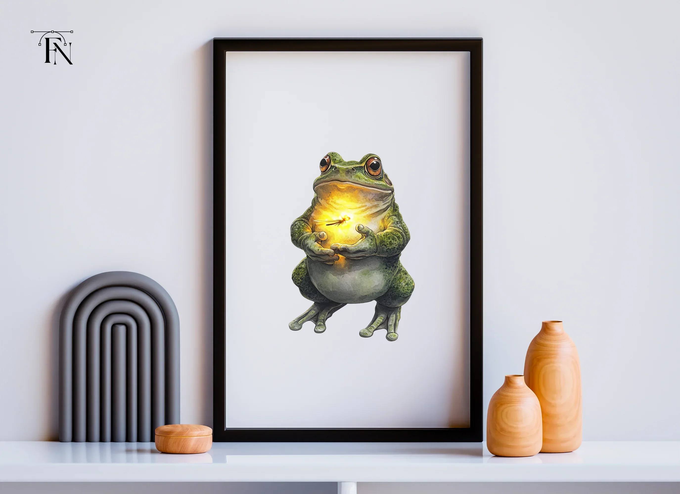 Magical Frogs Holding Fireflies Clipart Bundle - Image 6