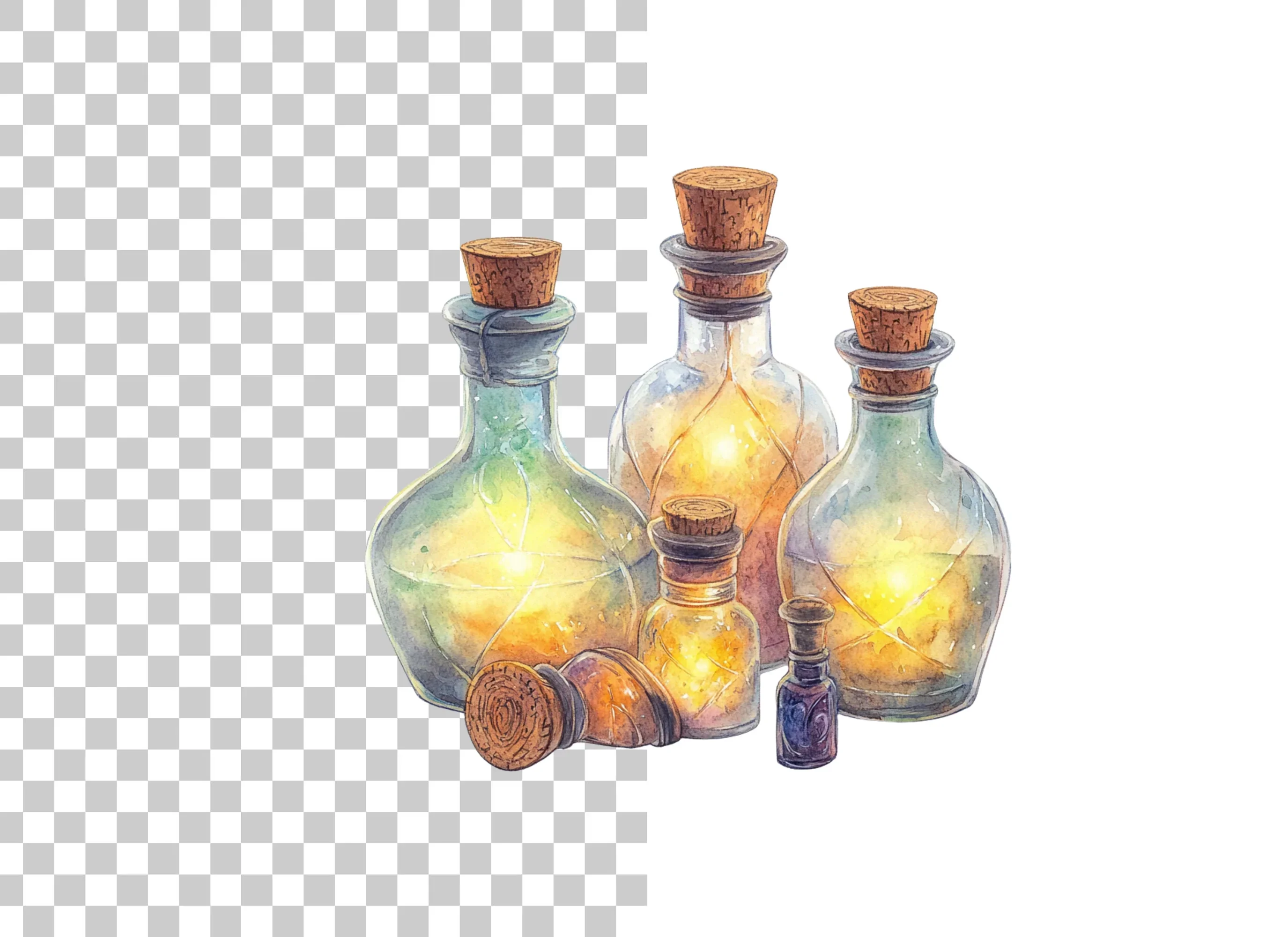 Magical Glowing Potion Bottles Clipart Bundle - Image 2