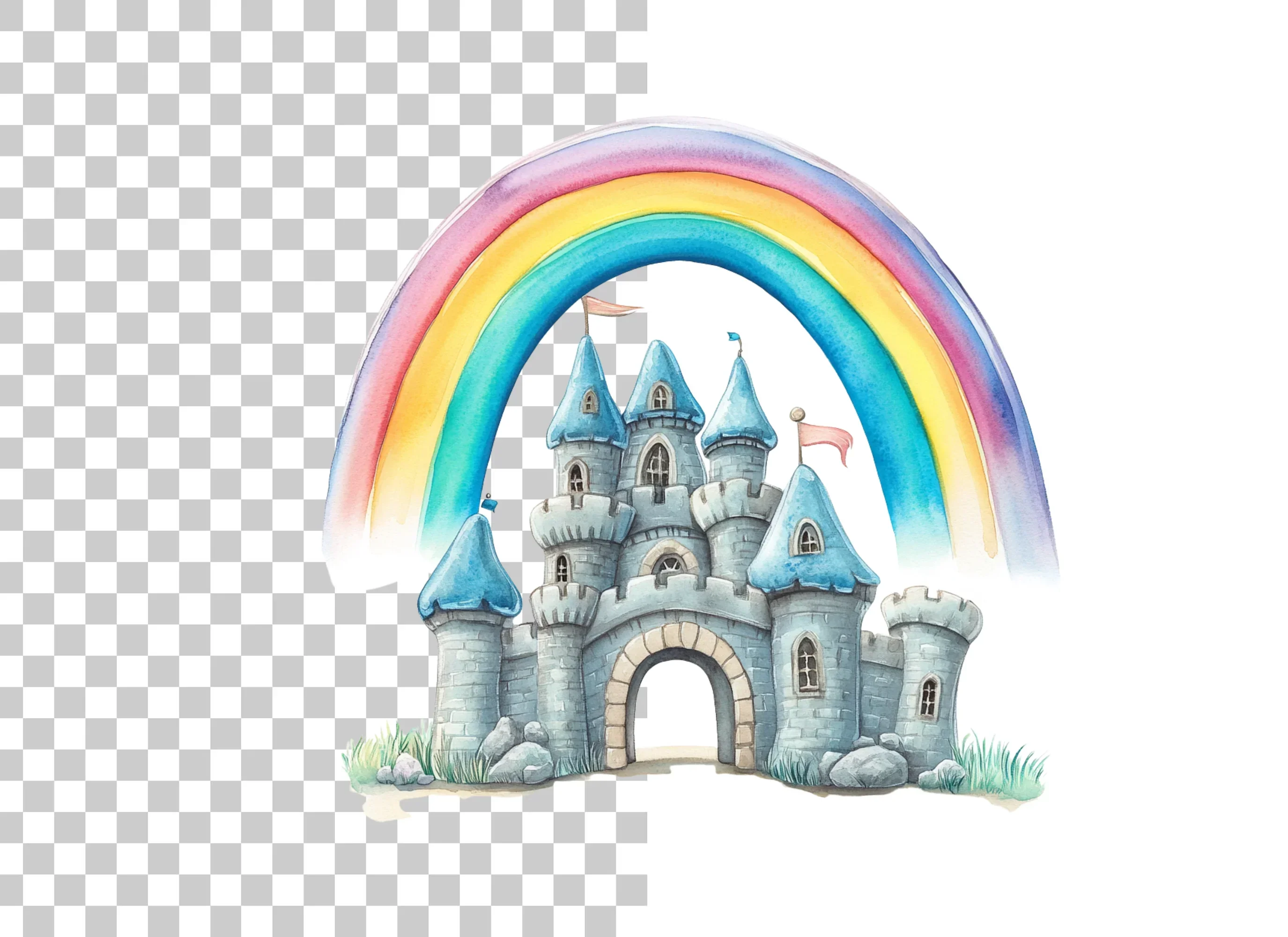 Magical Rainbow Castle Clipart Bundle - Image 2