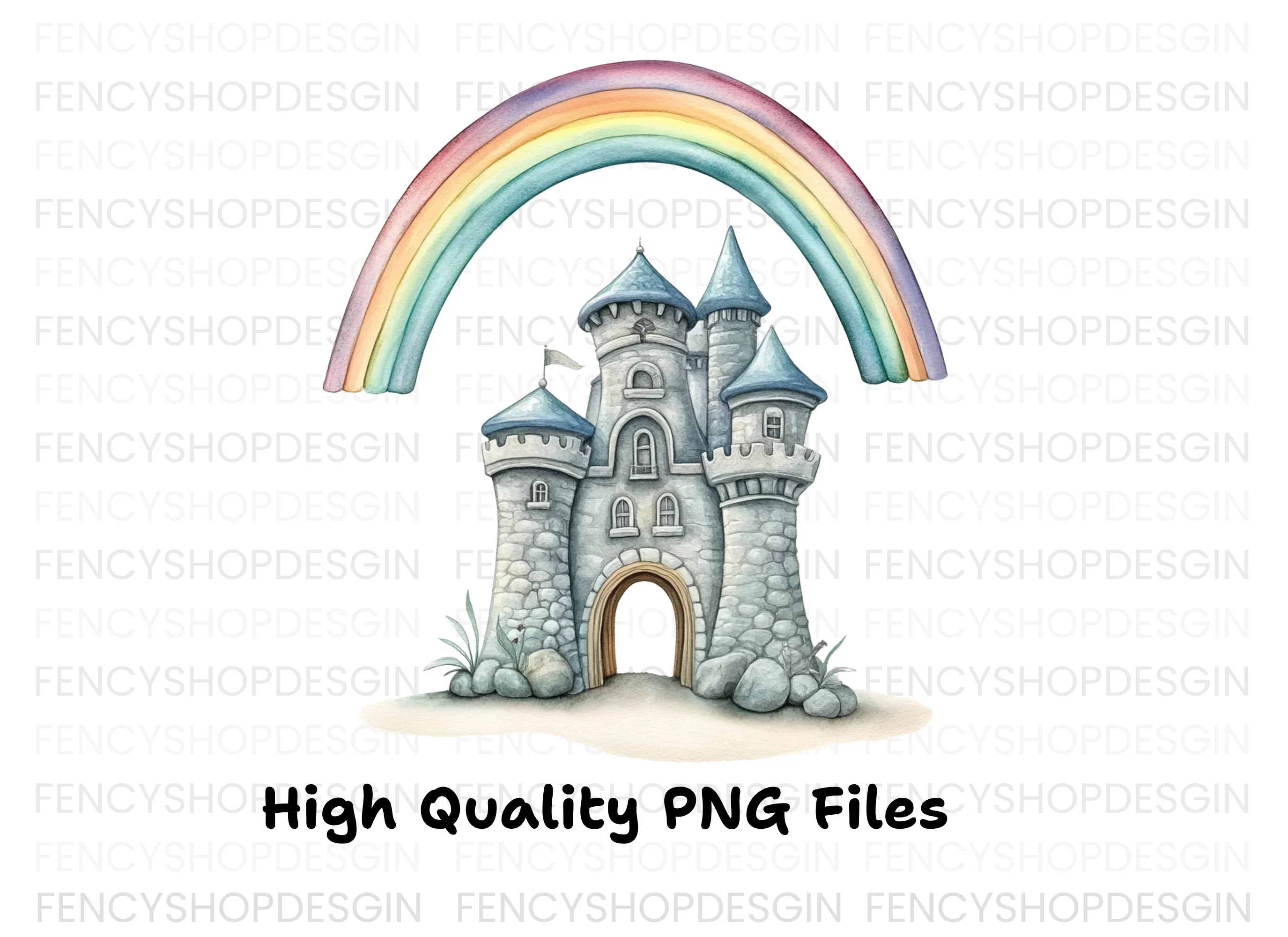 Magical Rainbow Castle Clipart Bundle - Image 3