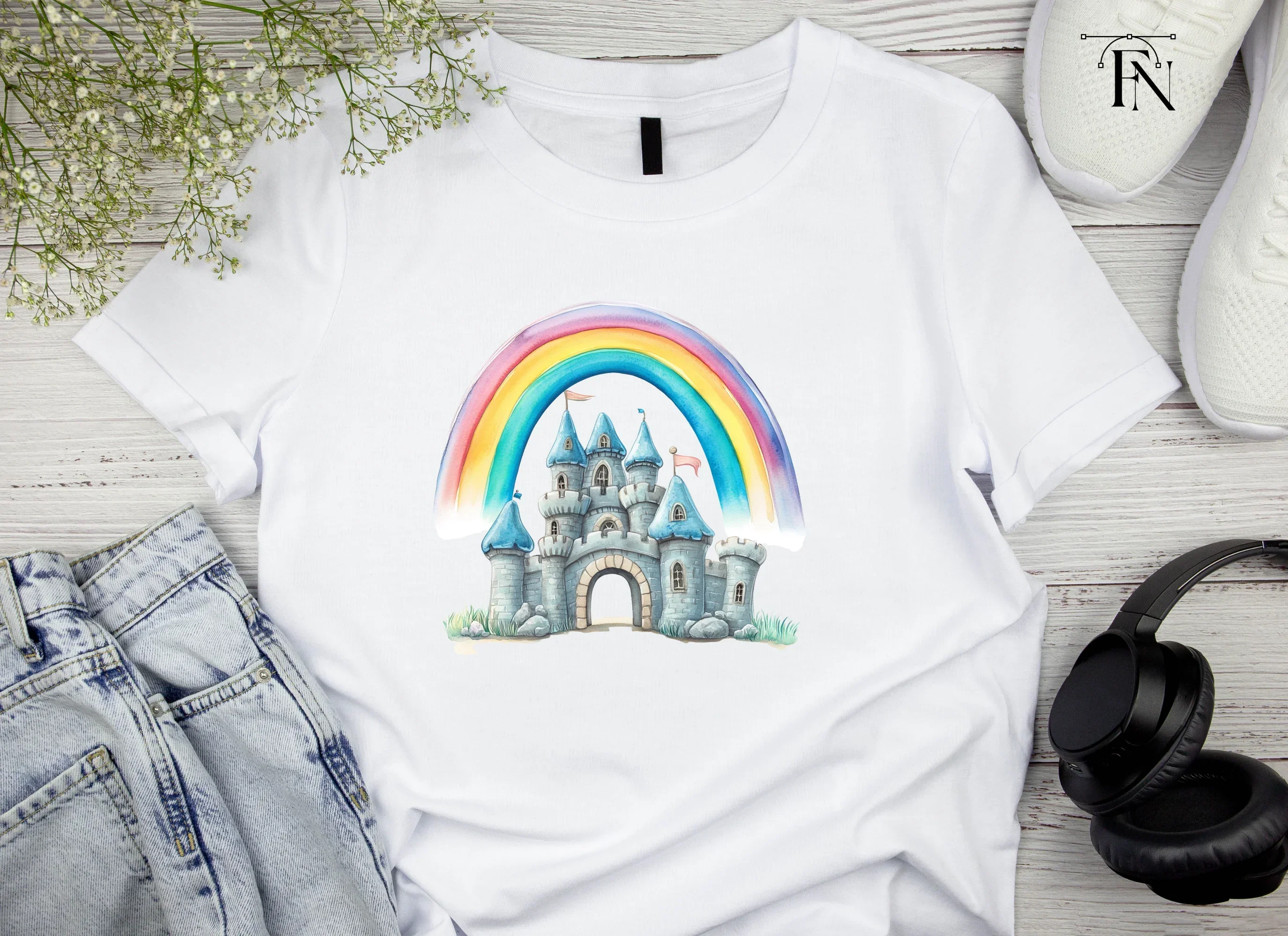 Magical Rainbow Castle Clipart Bundle - Image 4