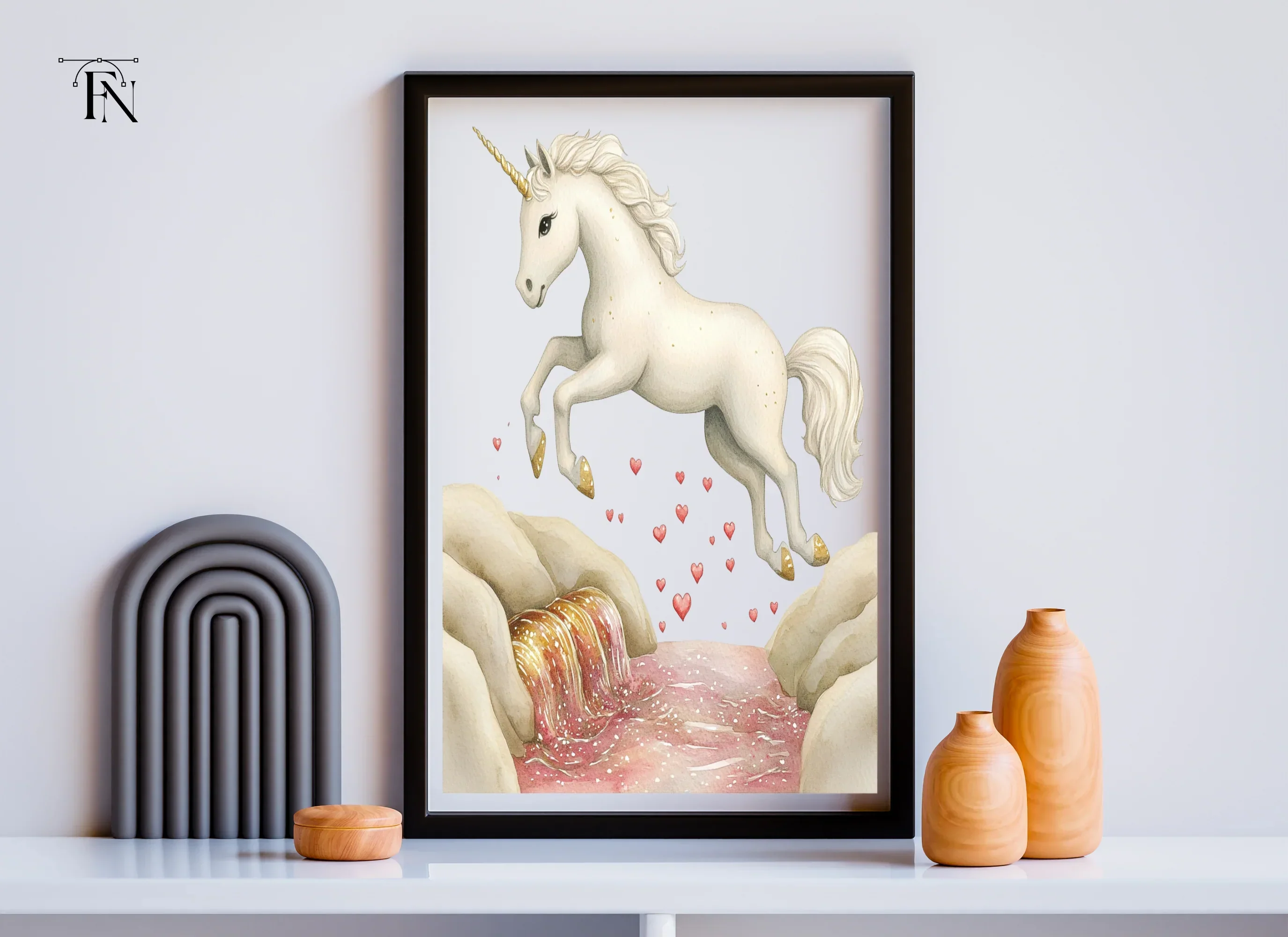 Magical Unicorn Jumping Over Stream Clipart Bundle - Image 6