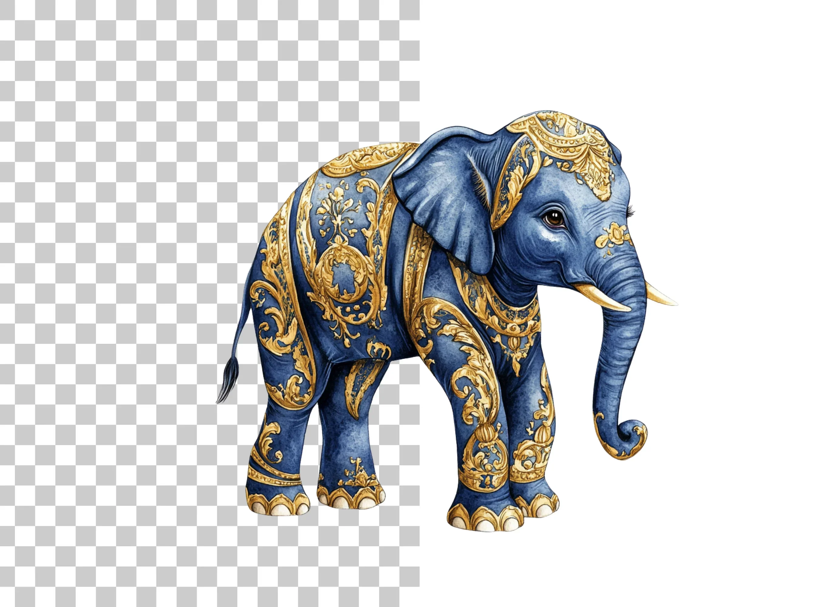 Majestic Blue Elephant Clipart Bundle - Image 6
