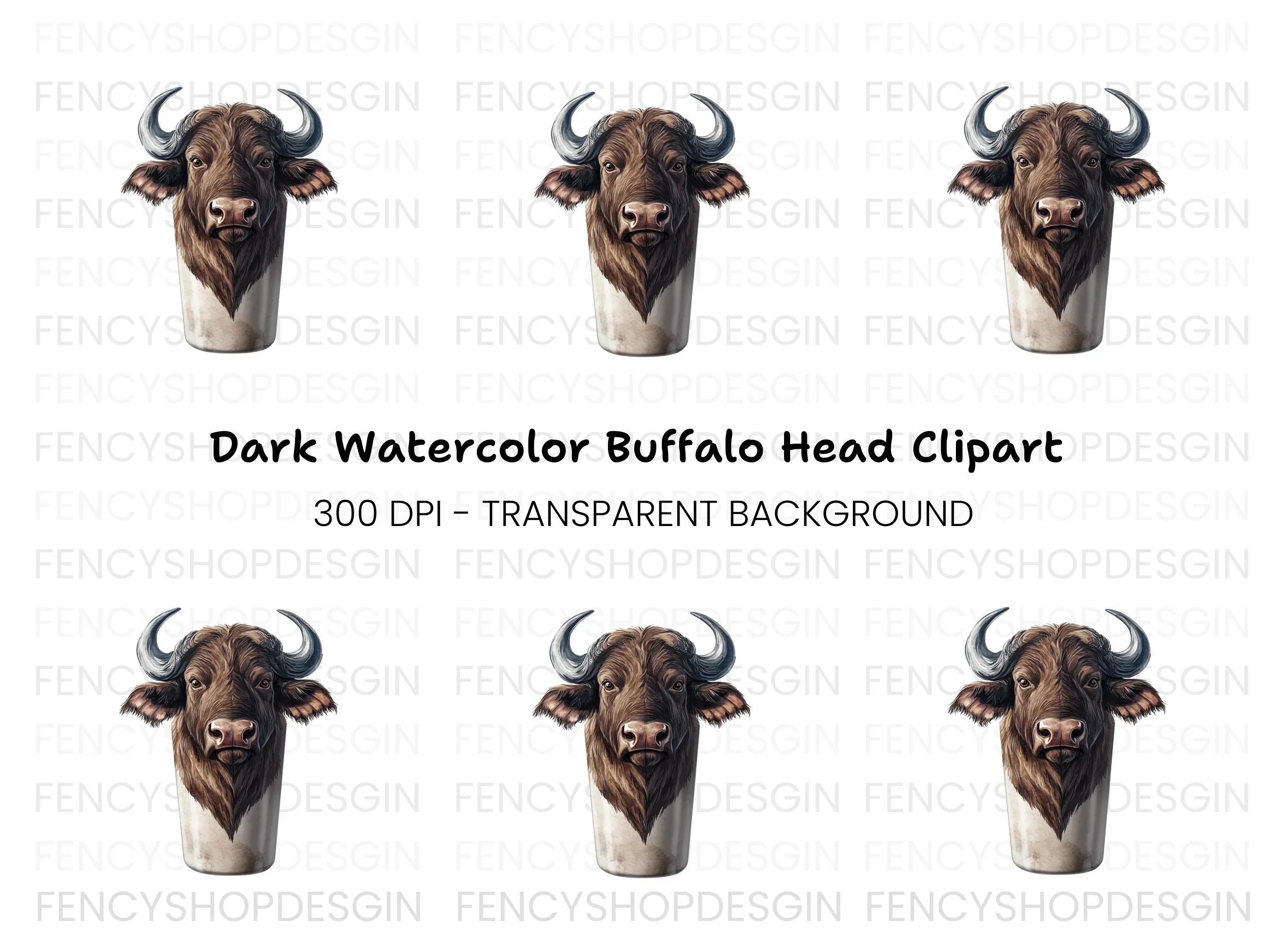 Majestic Buffalo Head Clipart Bundle