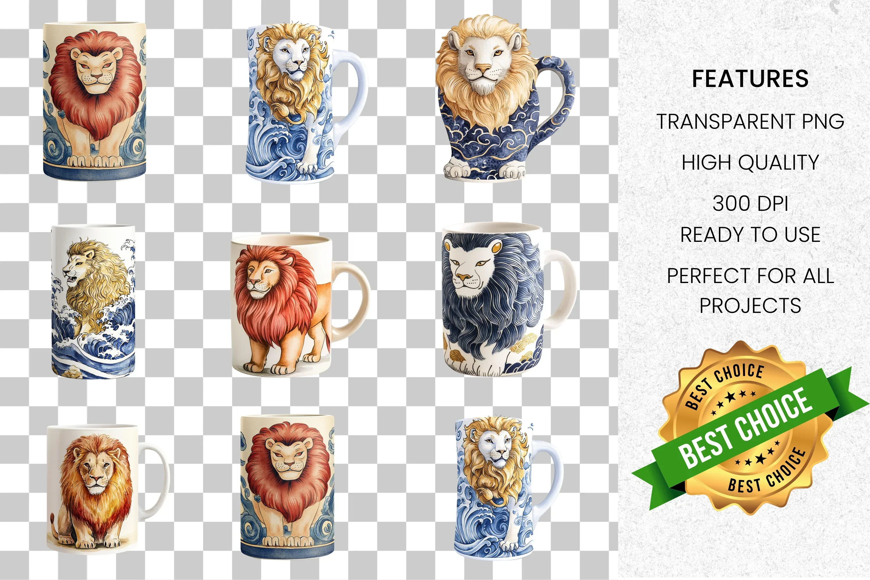 Majestic Lion Designs Clipart Bundle - Image 2