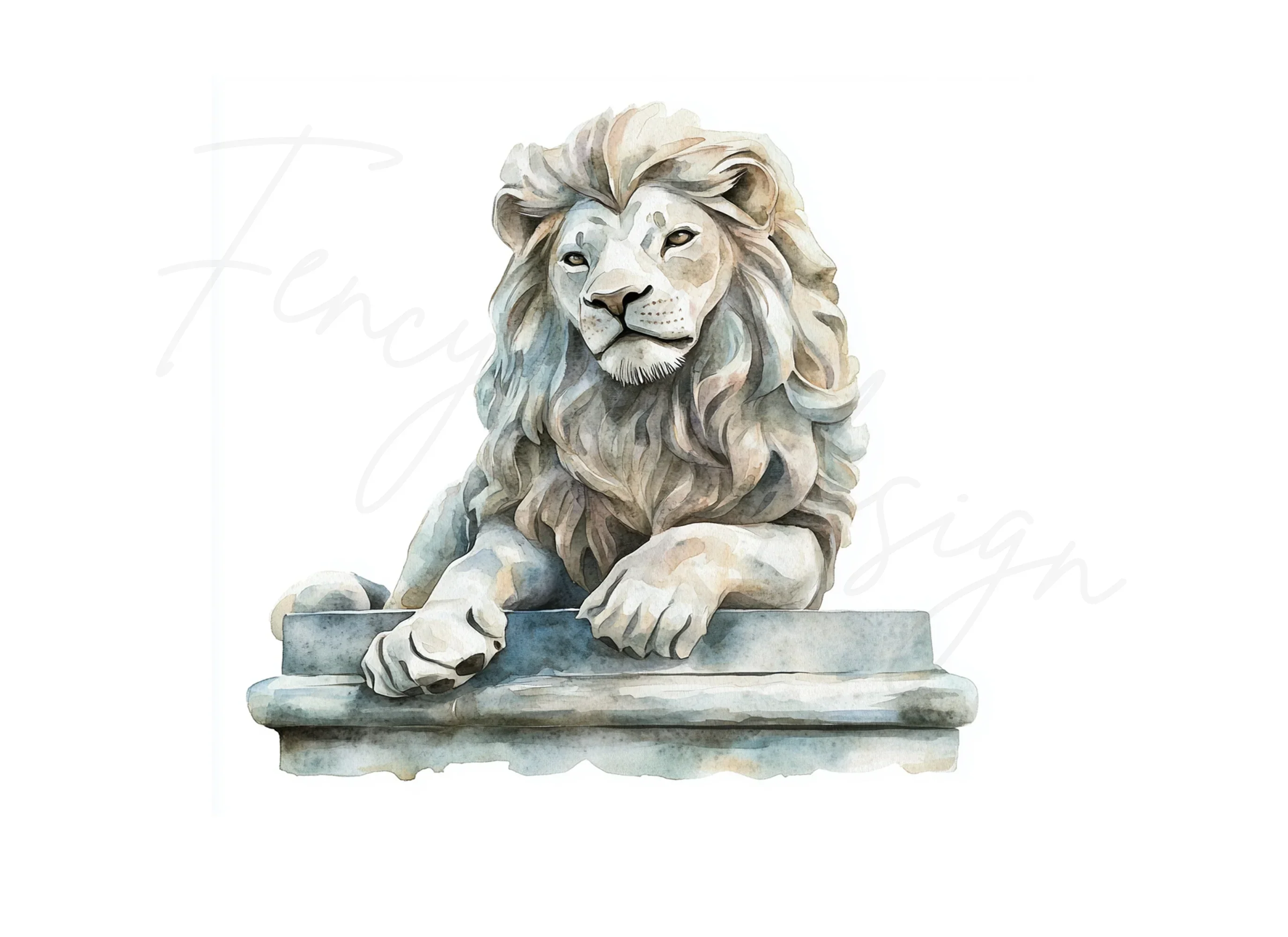 Majestic Lion Statues Clipart Bundle - Image 3