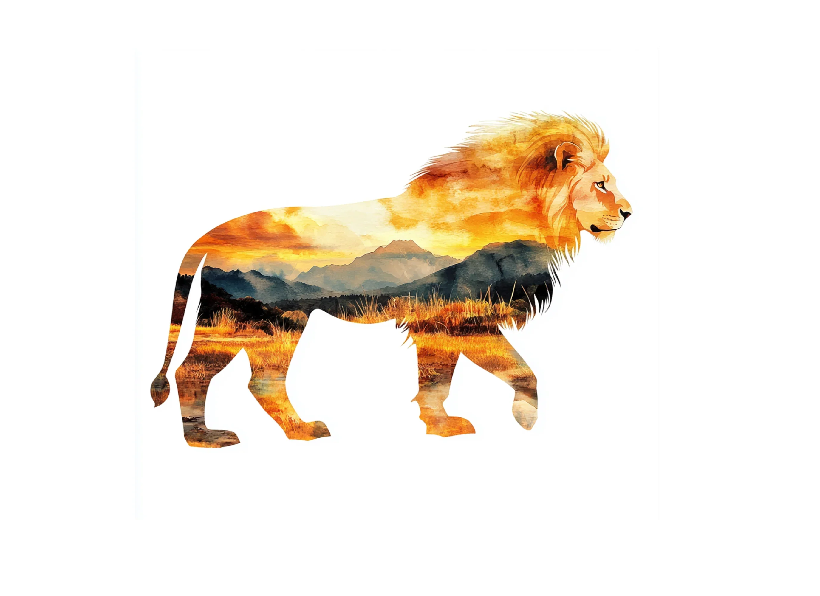 Majestic Lion Sunset Landscape Clipart Bundle - Image 4