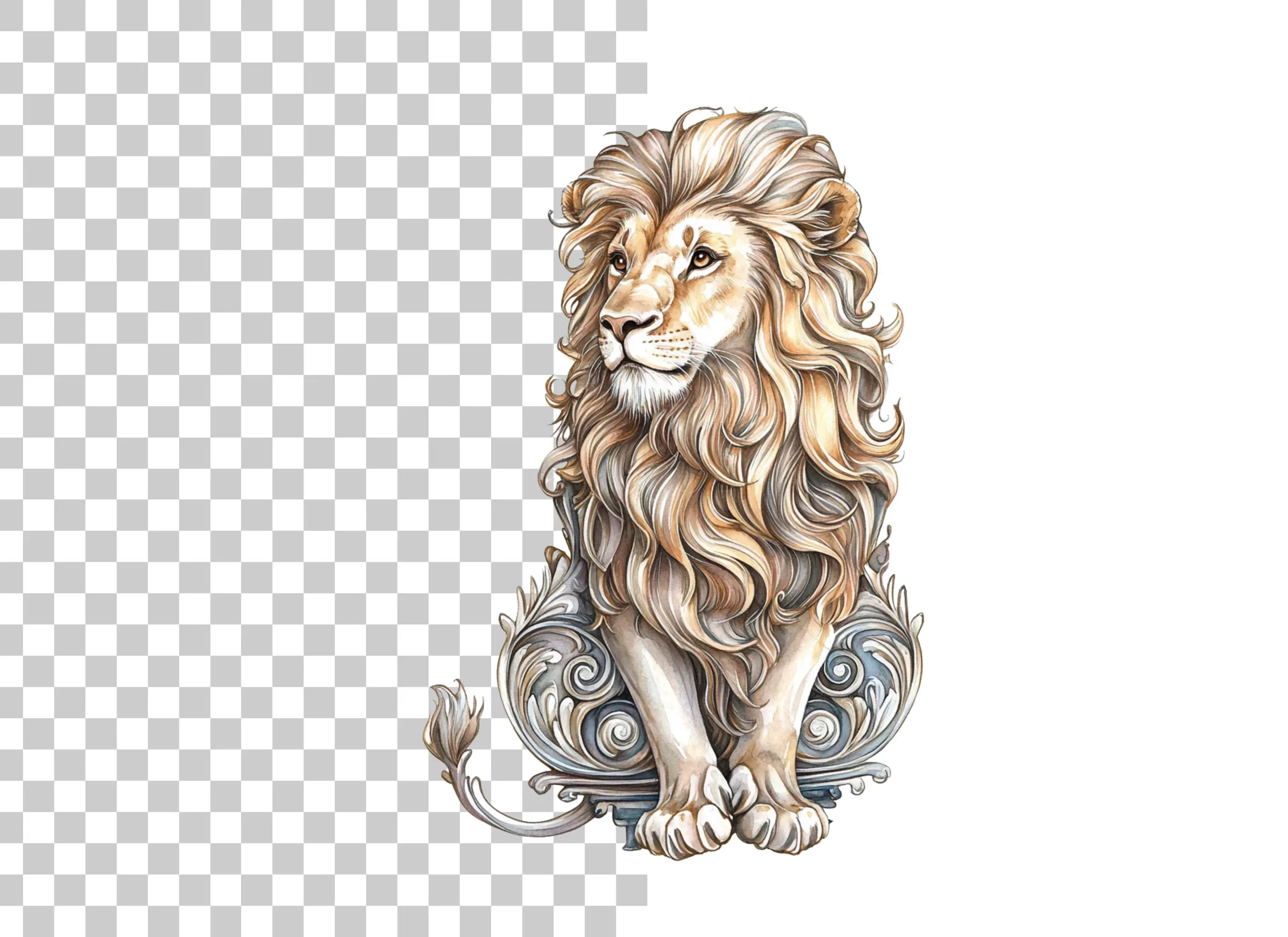 Majestic Lion with Ornate Base Clipart Bundle - Image 2