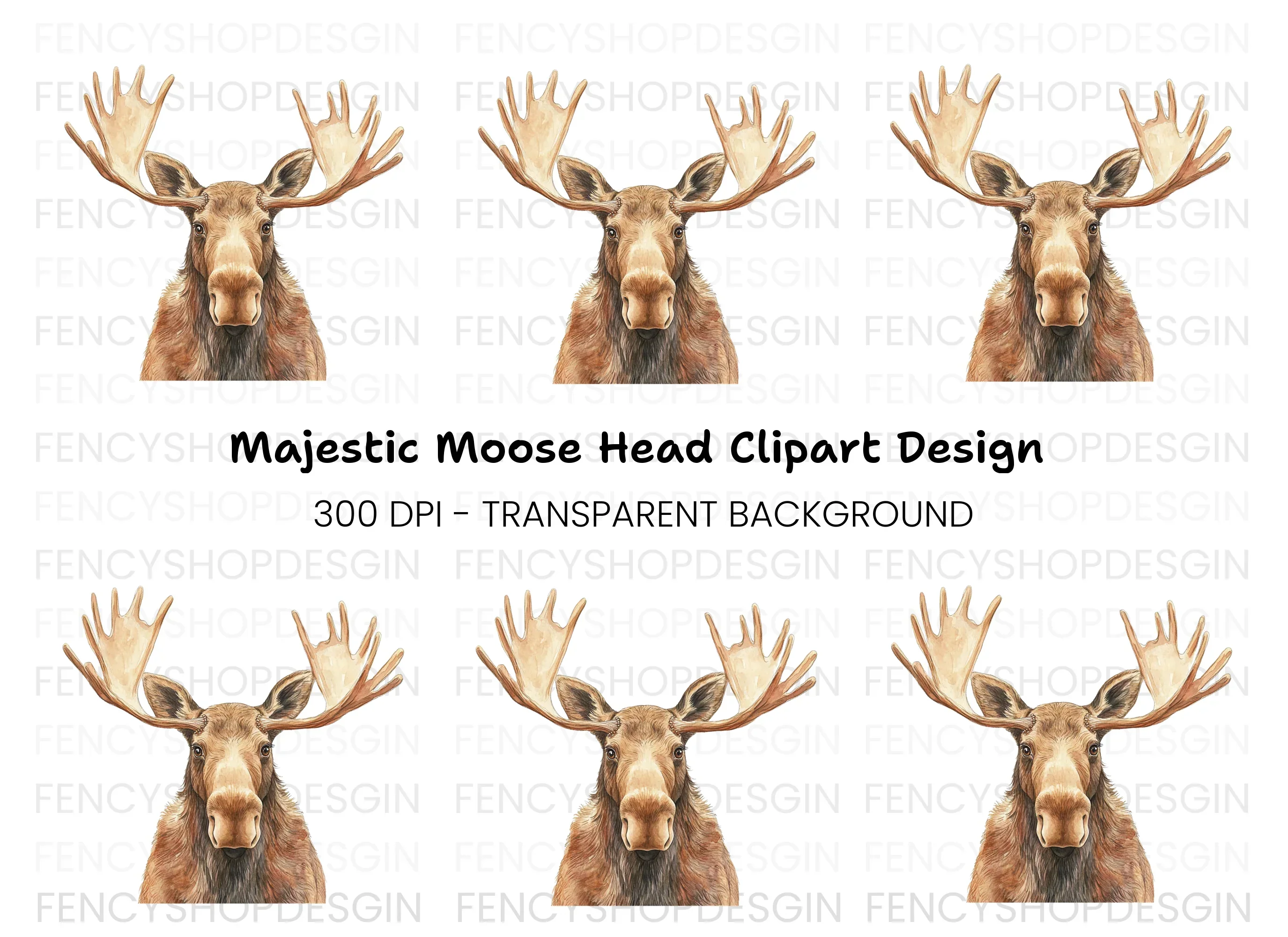 Majestic Moose Head Clipart Bundle