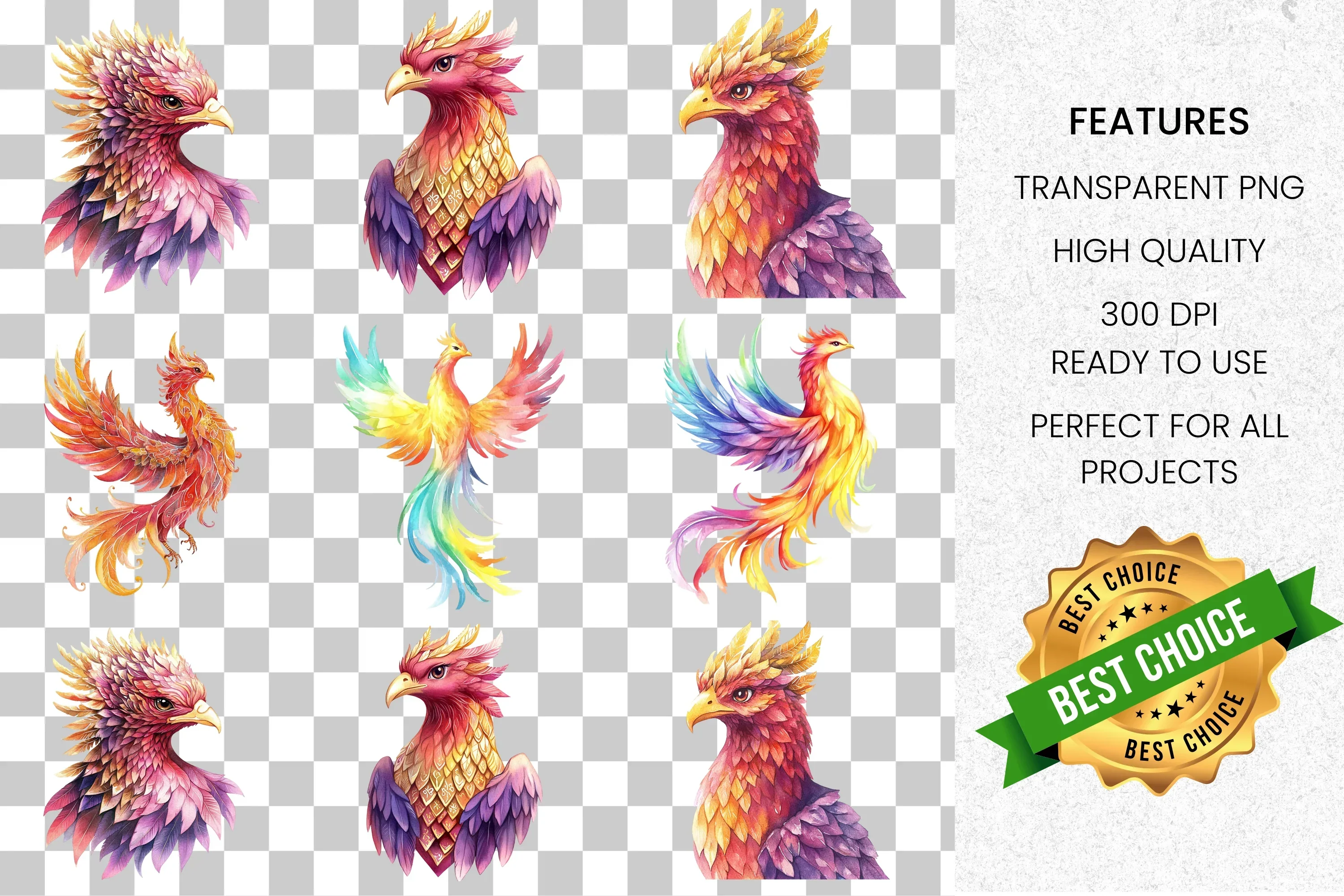 Majestic Phoenix Clipart Bundle - Image 2
