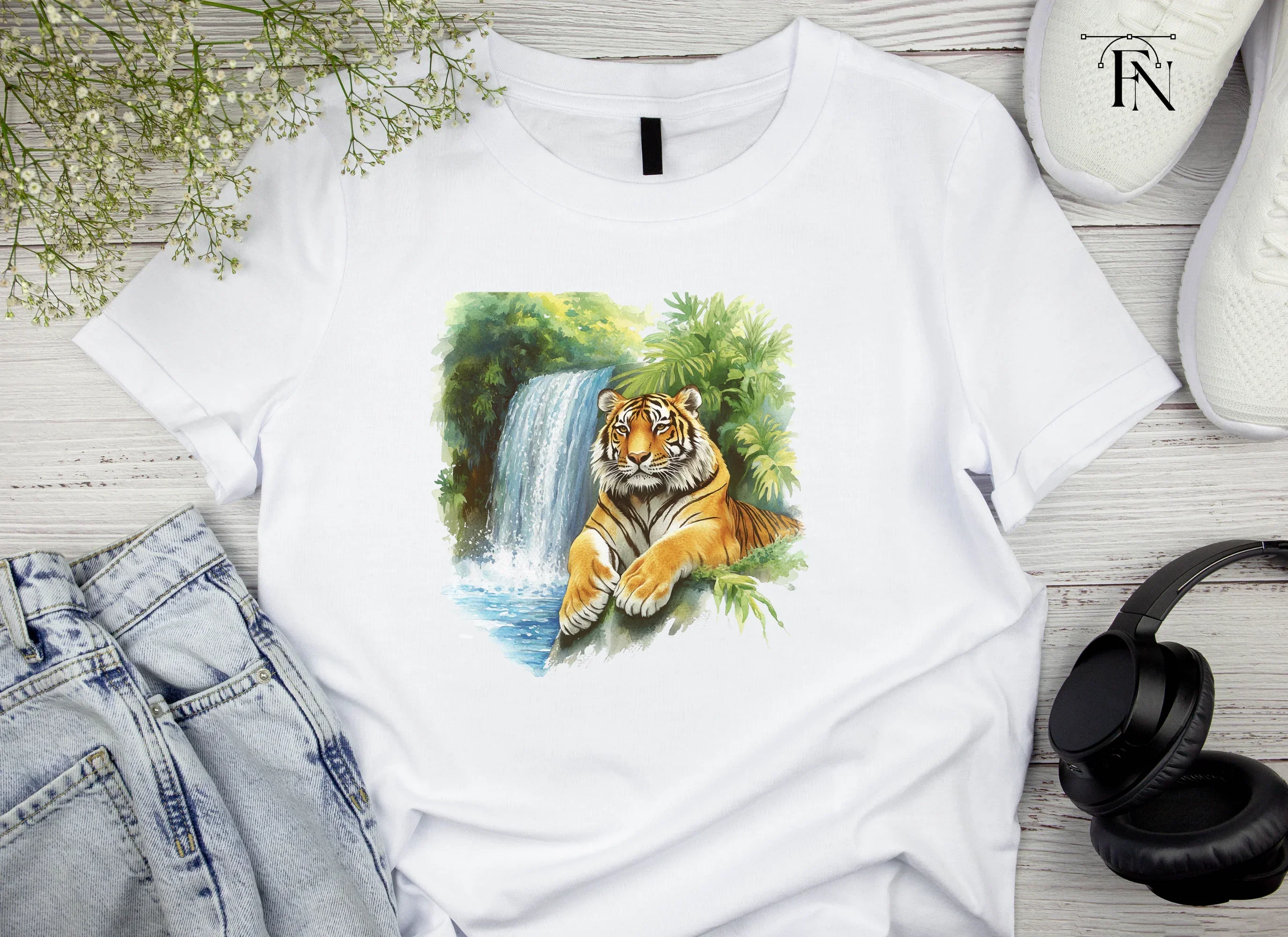 Majestic Tigers by Jungle Waterfall Clipart Bundle - Image 5
