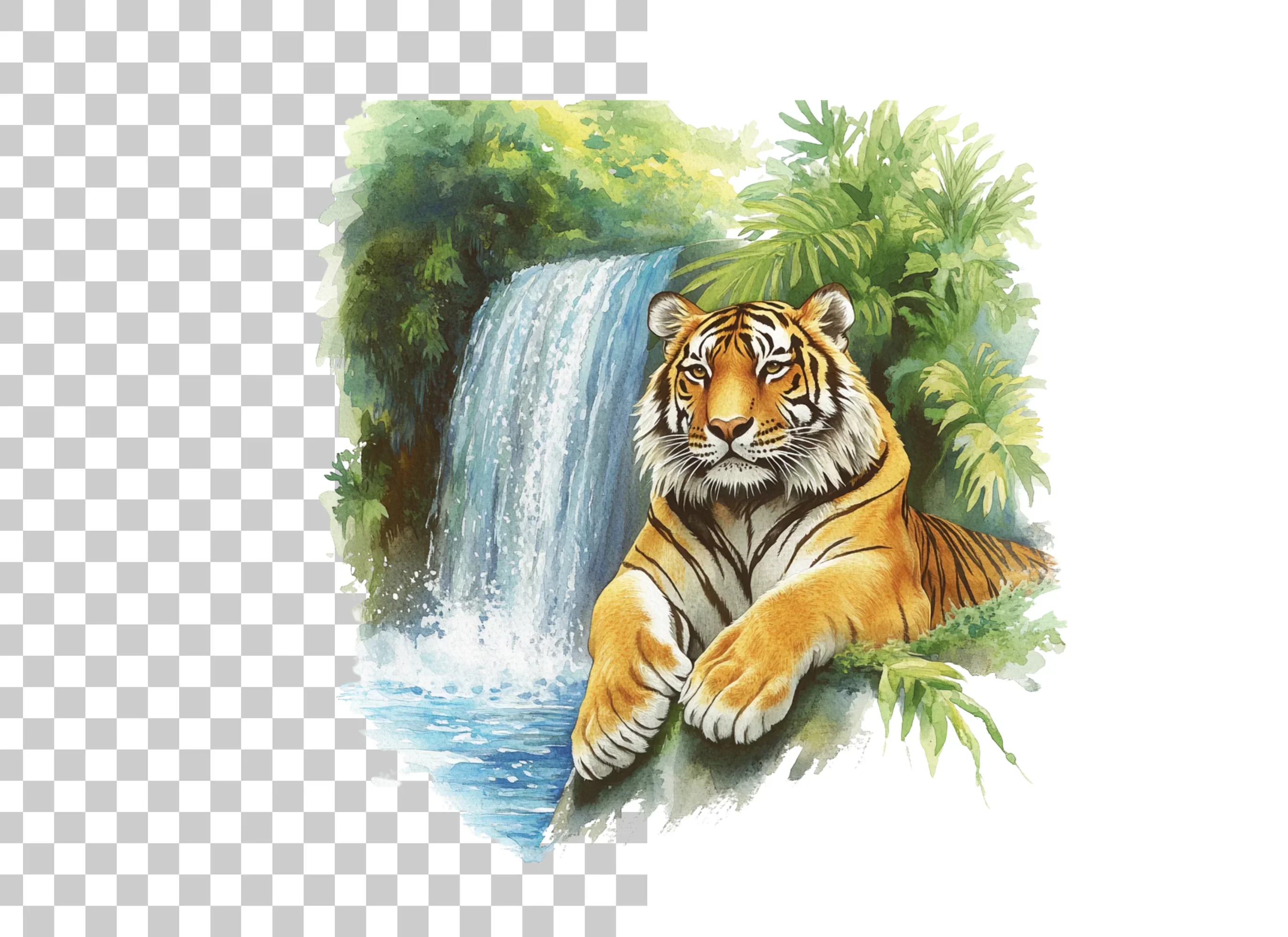 Majestic Tigers by Jungle Waterfall Clipart Bundle - Image 6