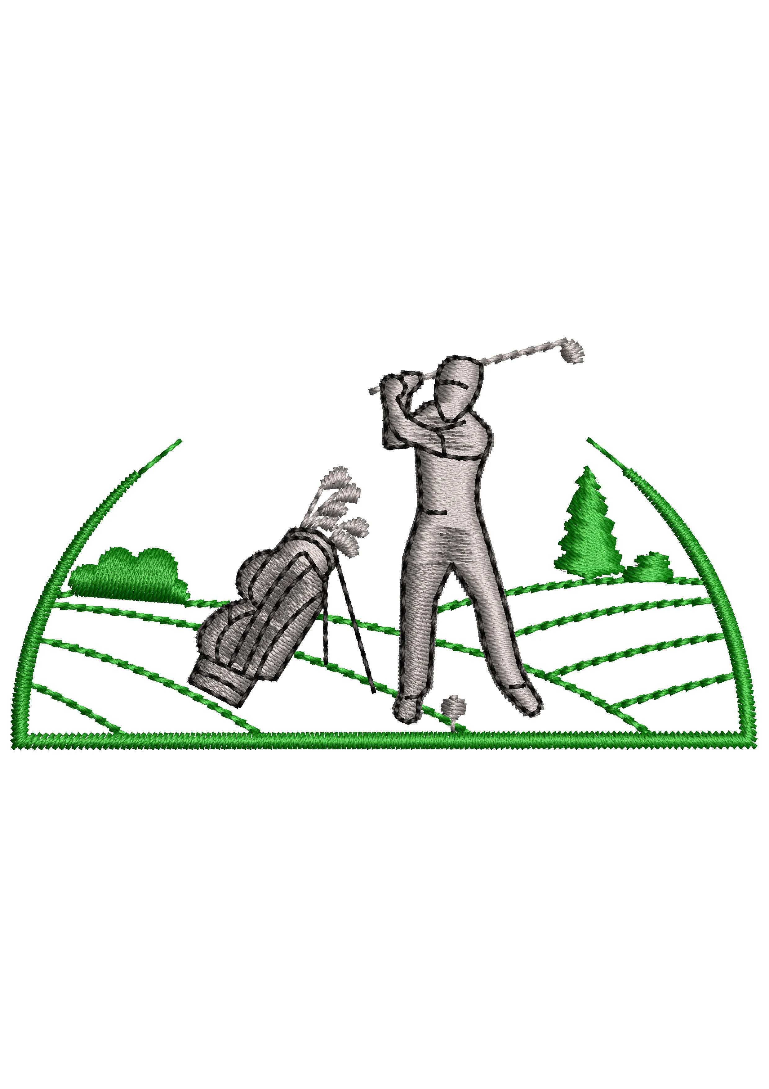 Man Play Golf Embroidery Design