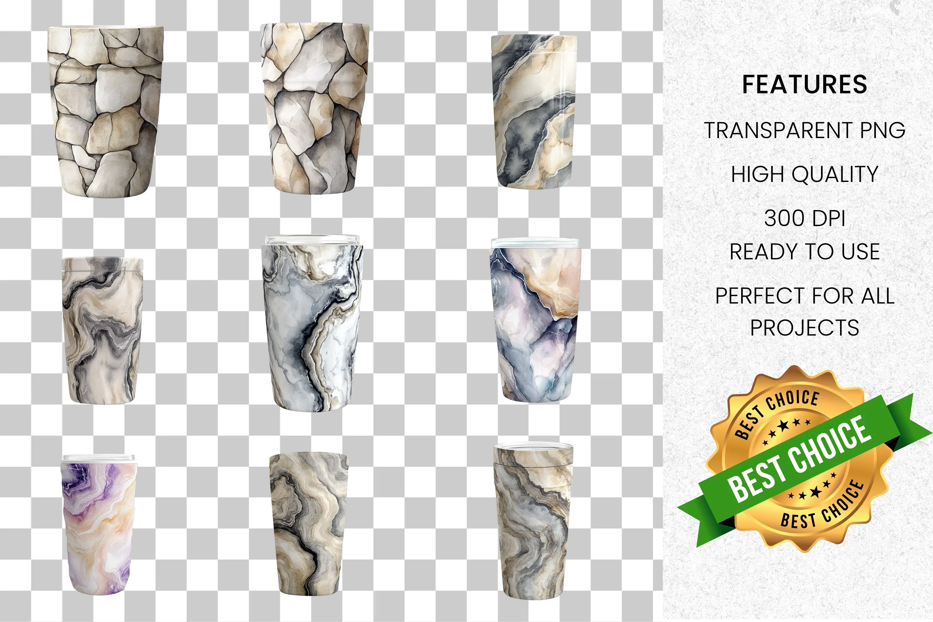 Marble Agate Tumbler Designs Clipart Bundle - Image 2