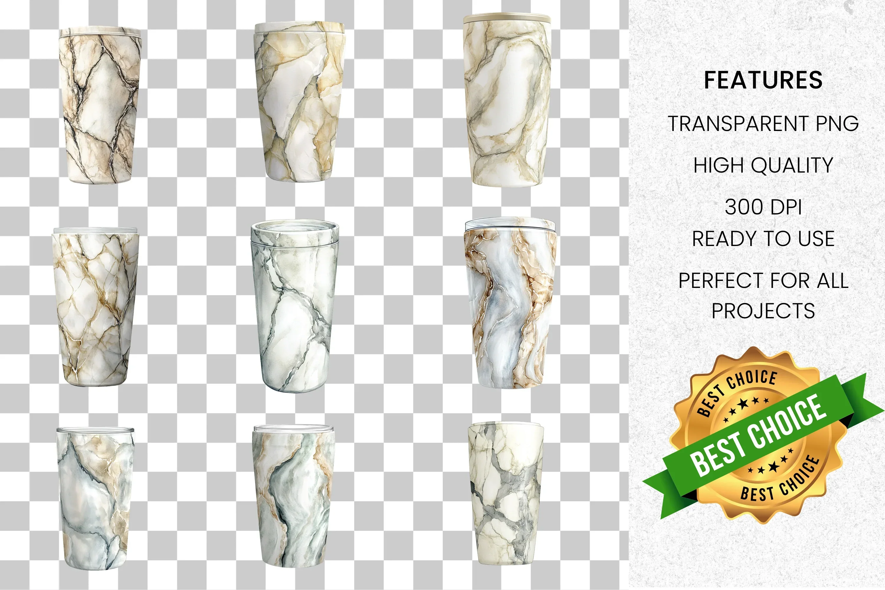 Marble Tumbler Clipart Bundle - Image 2