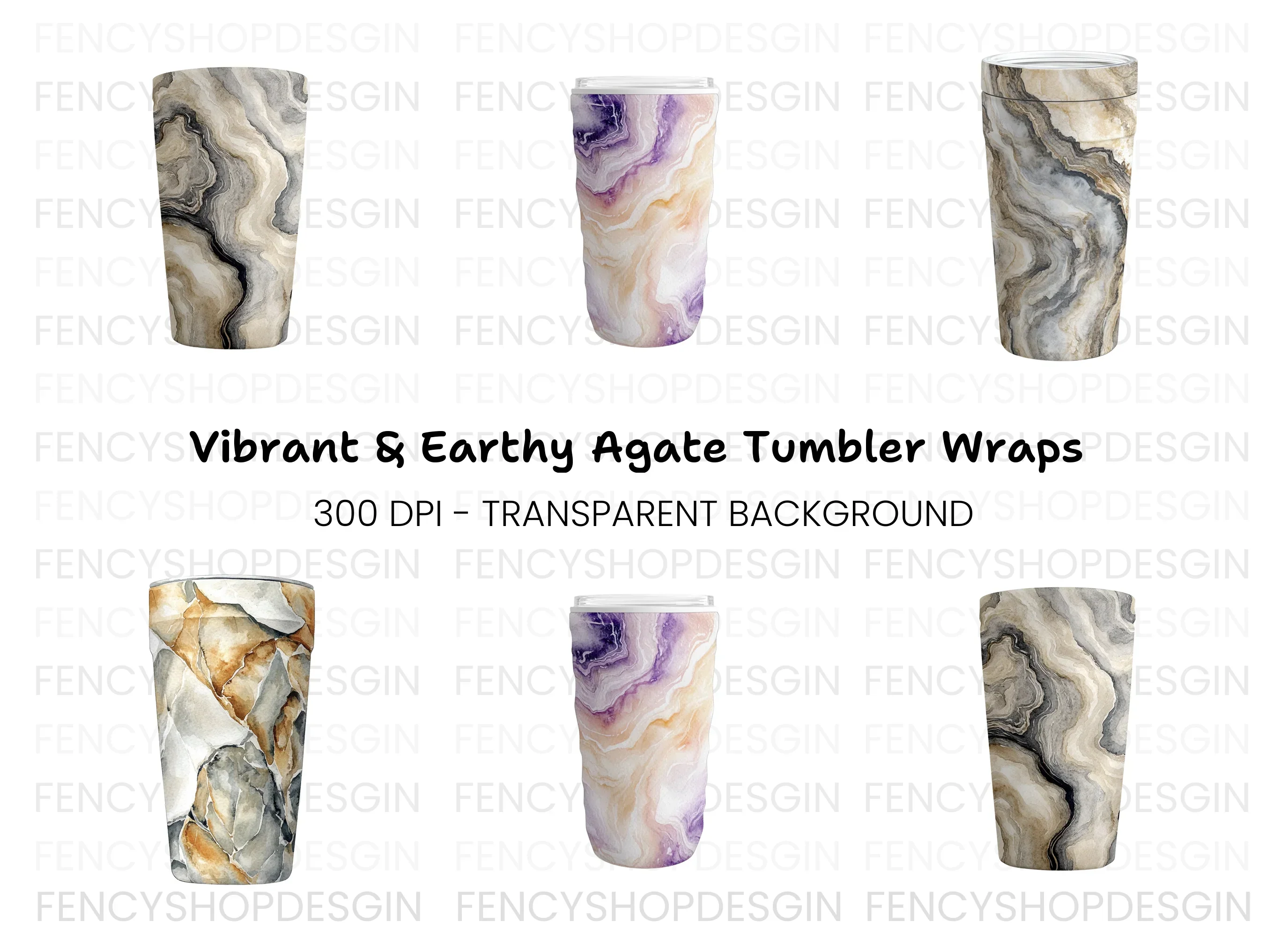 Marble Tumbler Clipart Bundle